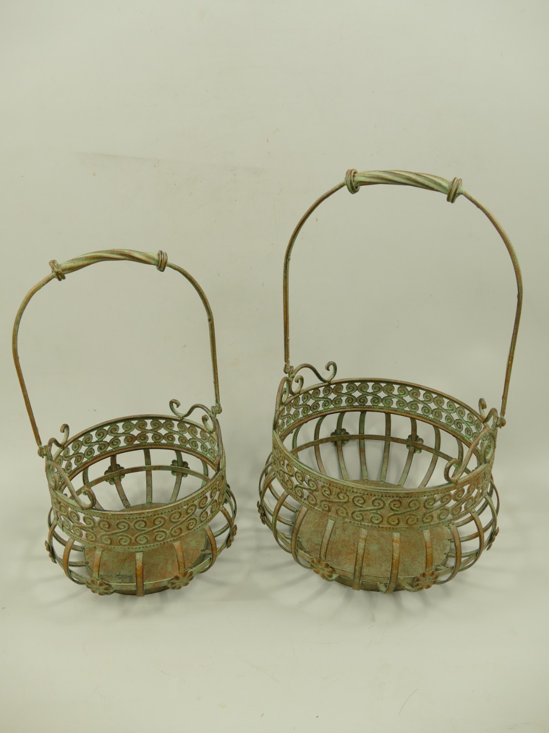 Korbset Eisen farbig Set/2 H.36/46cm