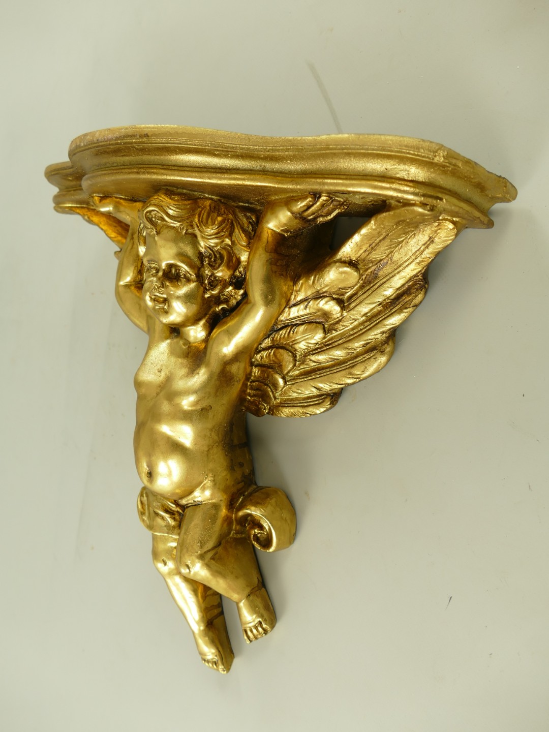 Konsol ENGEL!! Polystein farbig GOLD H.37x38cm