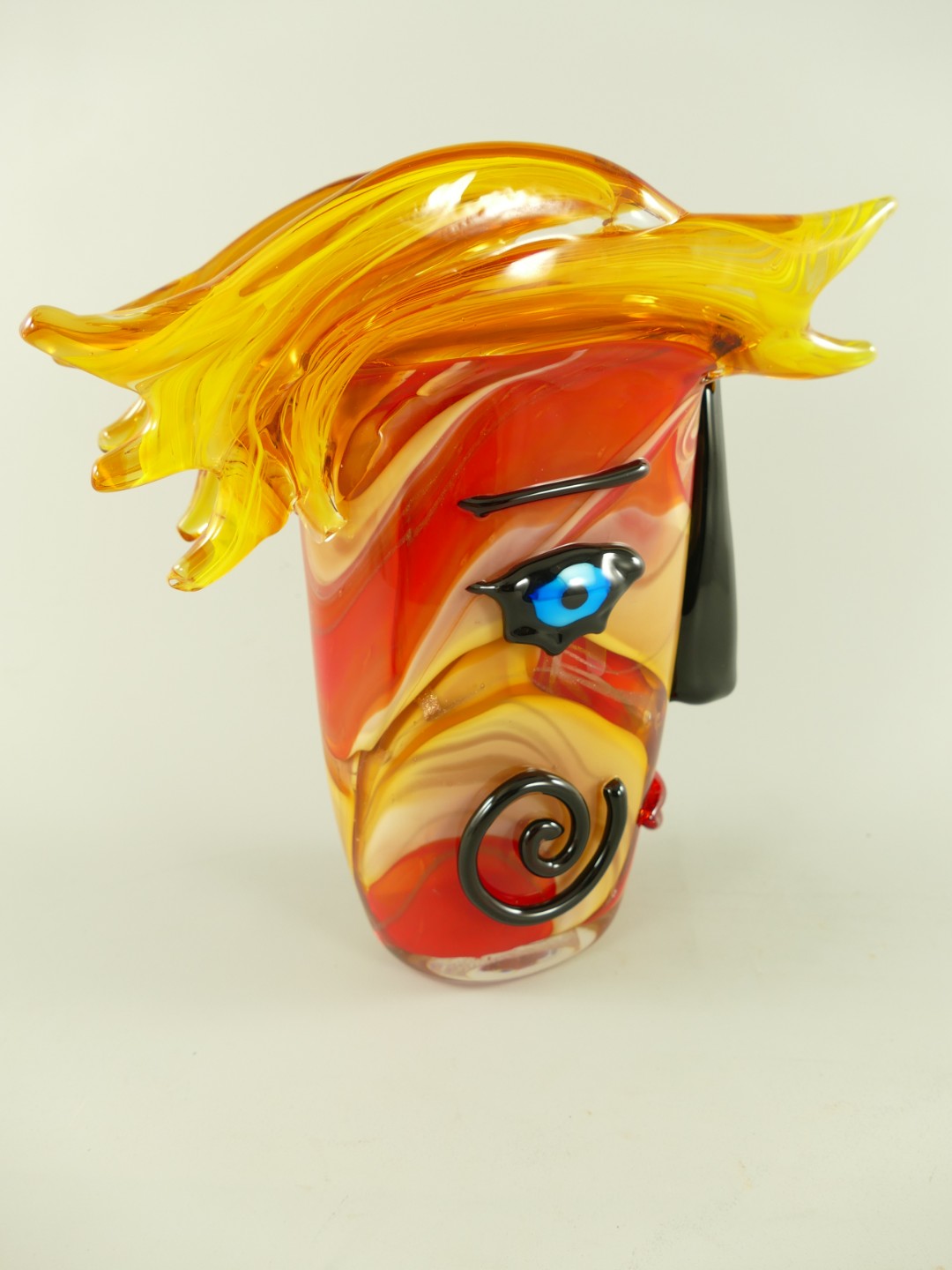 Glas Vase gesicht farbe H.30x29x10cm