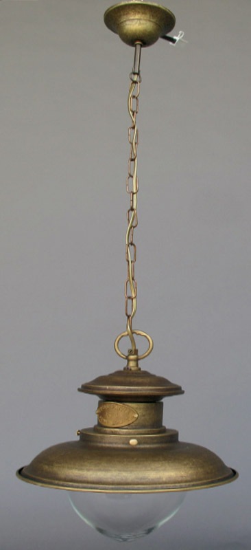*ANG. Hanglampe Mes. brün. mit Glass H.100-D.30cm