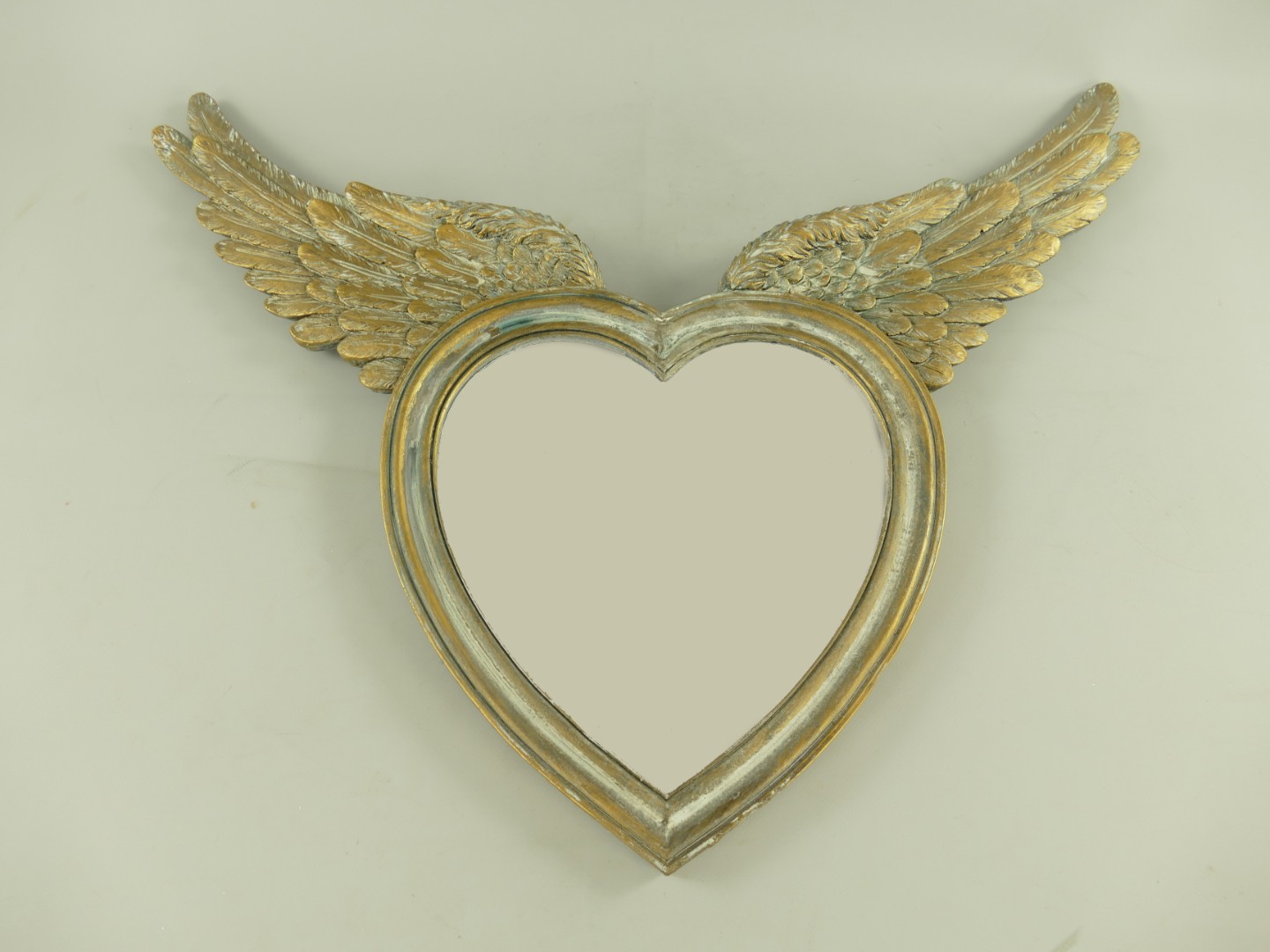 Wandspiegel Herz/Flügel Polystein gold H.50cm