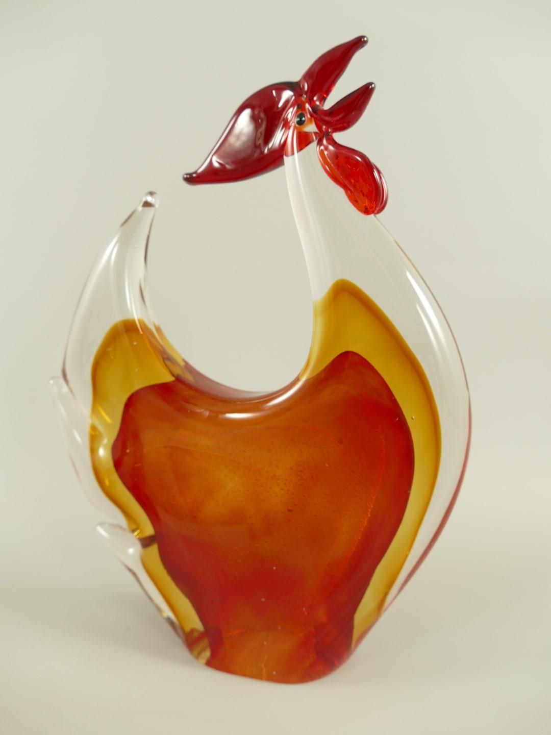 *ANG. Glasfigur Hahn farbe H.31x24cm