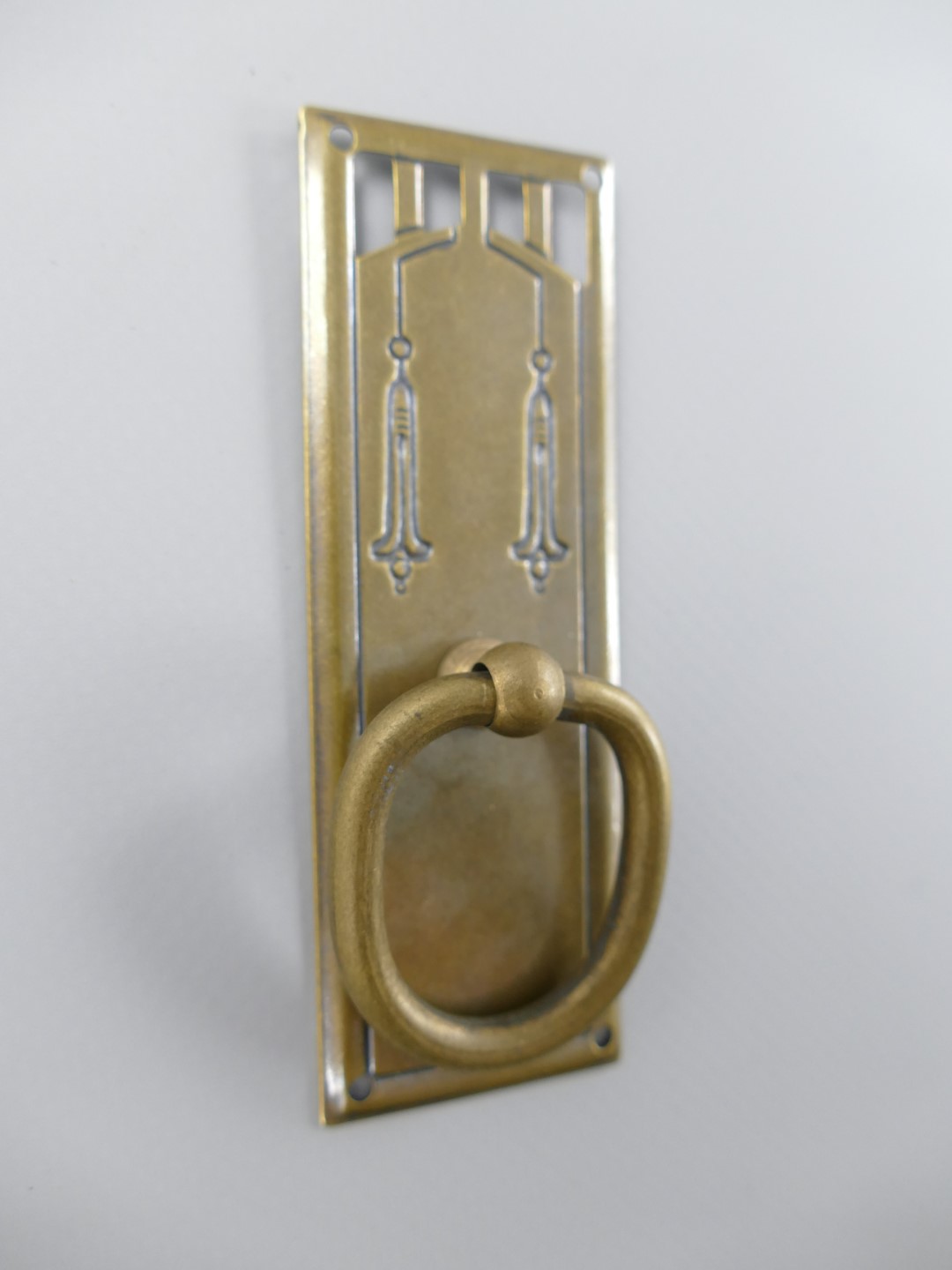 Ringbeschlag Messing brüniert ohne Loch 32x95mm