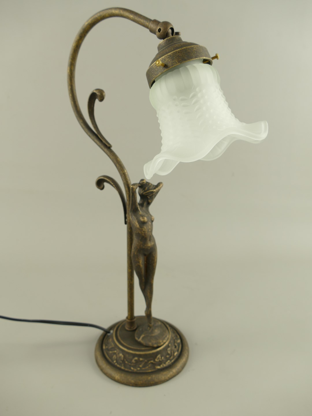 Lampe Messing brün. Schirm(176.020) H.44cm
