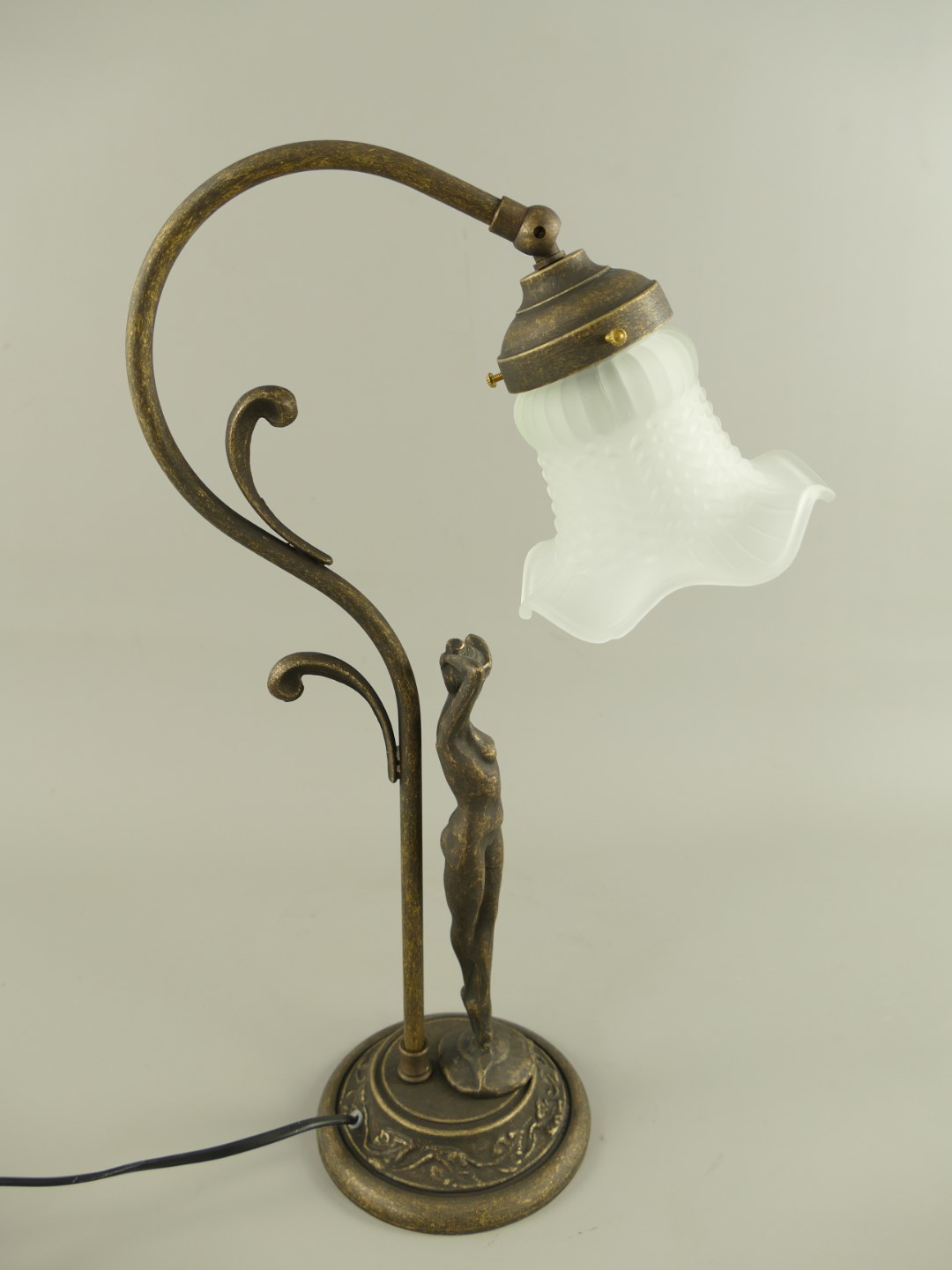 Lampe Messing brün. Schirm(176.020) H.44cm