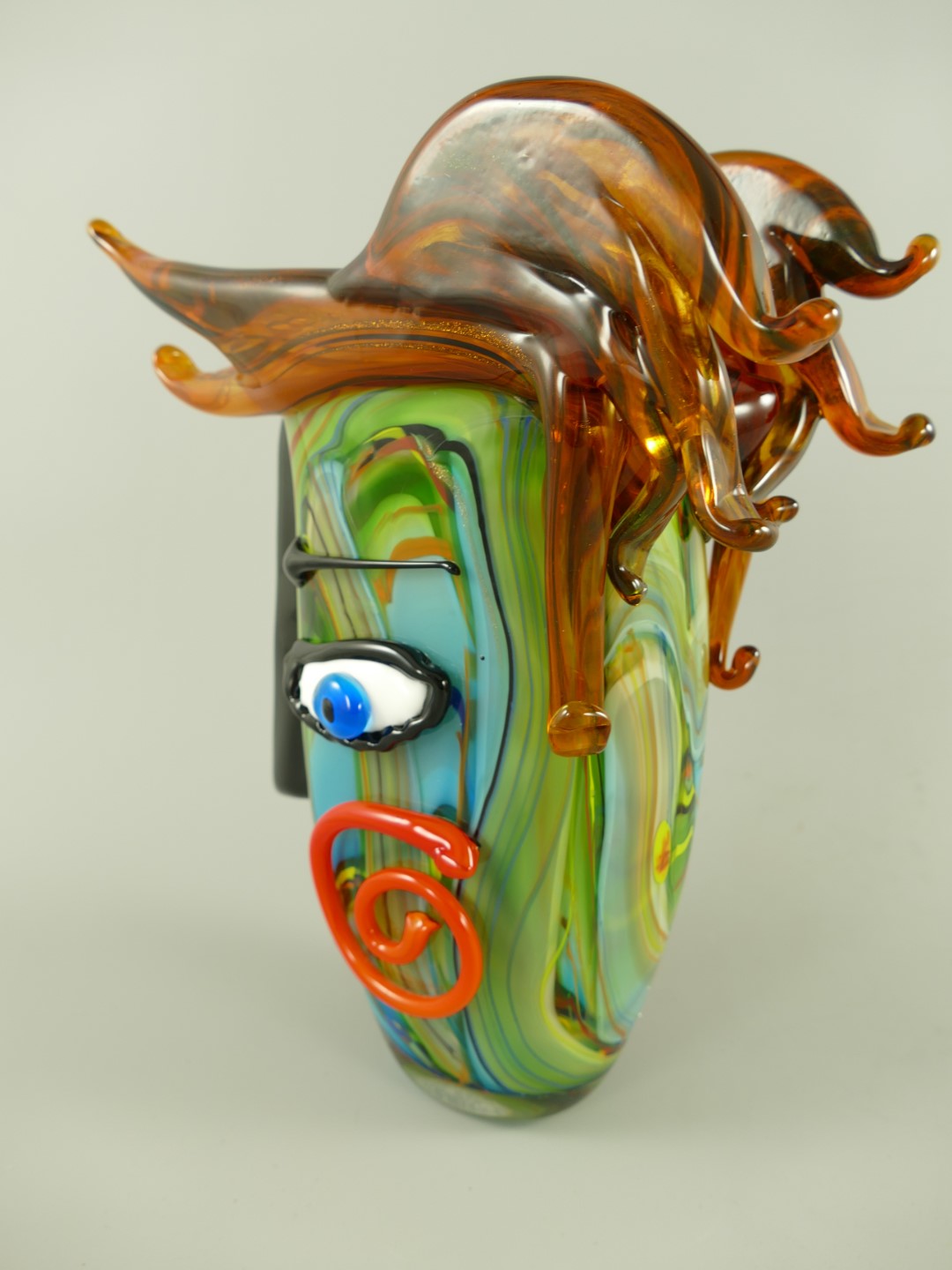 Glas Vase Gesicht farbe H.32x28cm