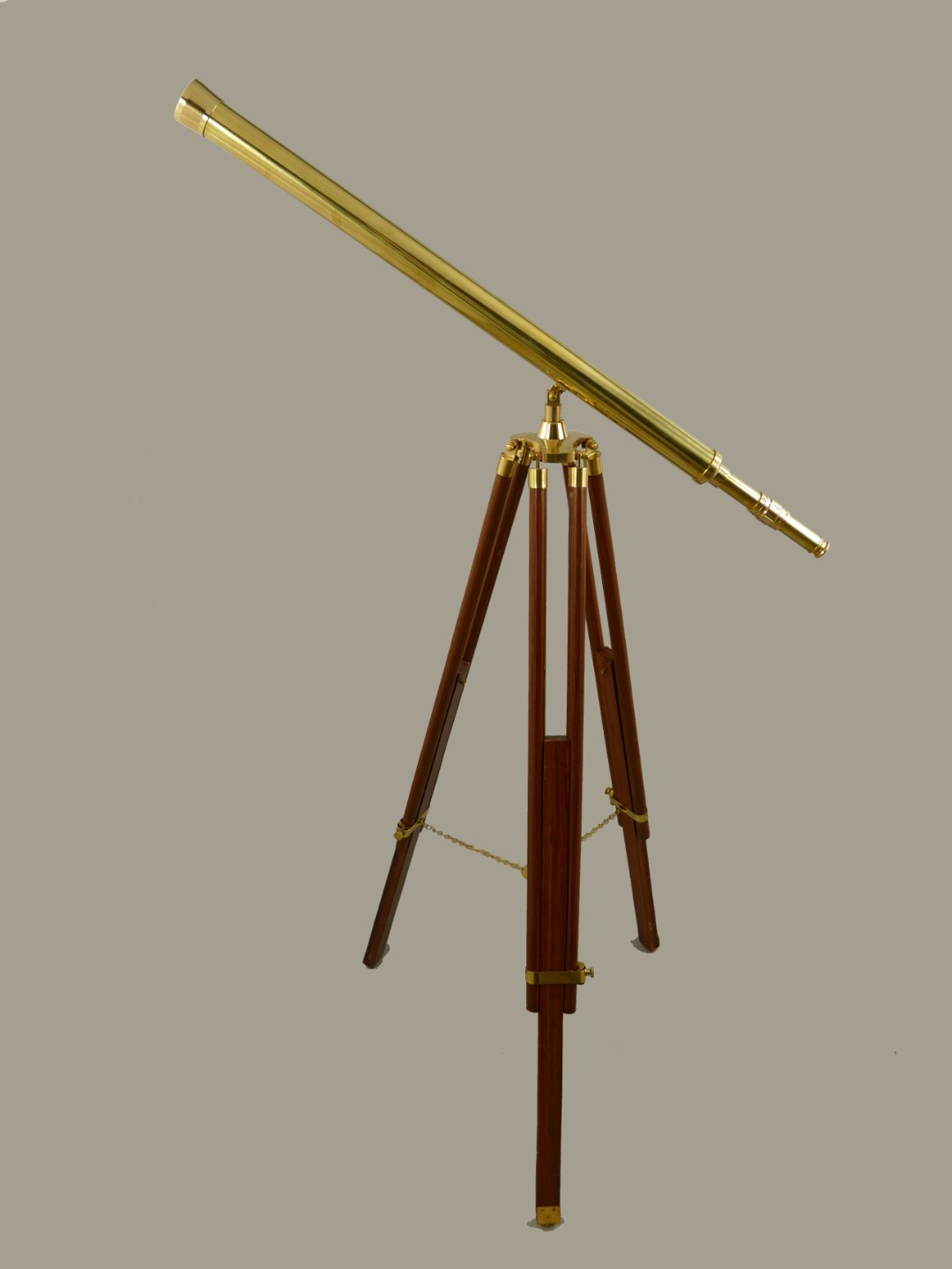 Fernrohr Messing Holz Stativ H.105cm