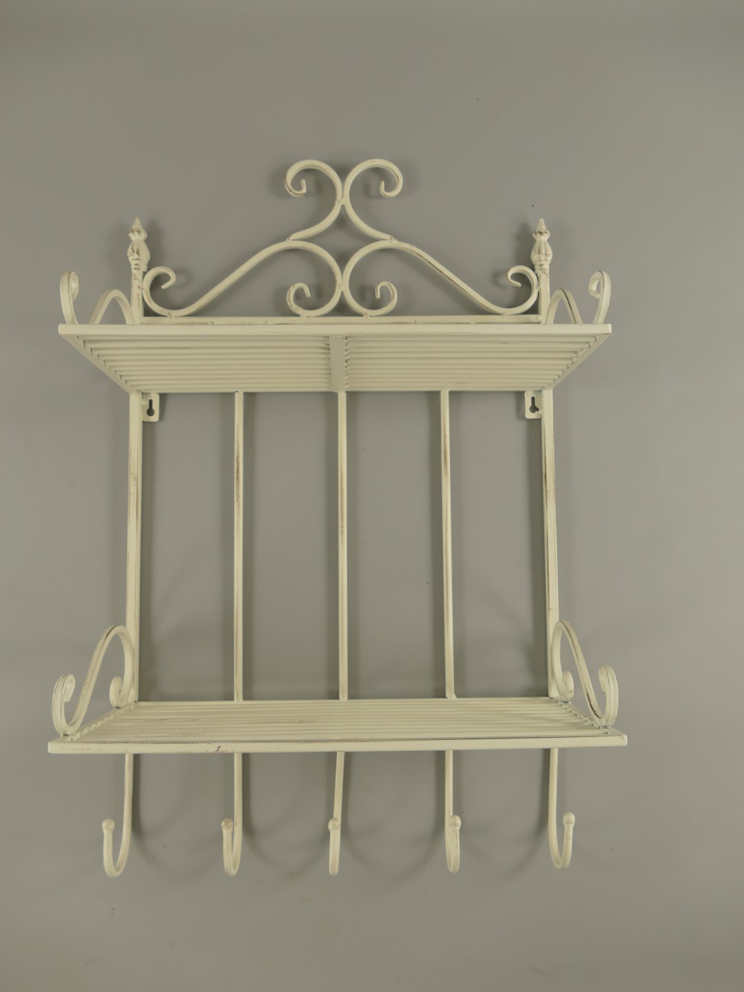 Wandhaken 2-ablagen Eisen rustikal weiss L.42x68cm