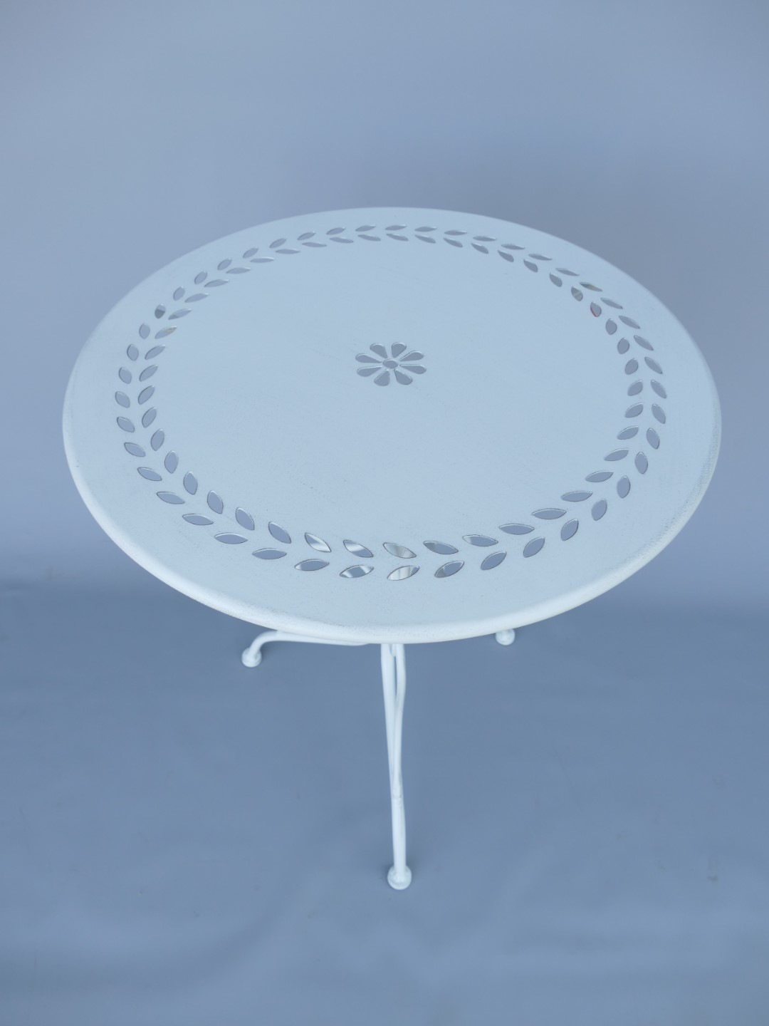 *NT 2xStuhl/Tisch(60) H.92cm Eisen rust. WEISS SET
