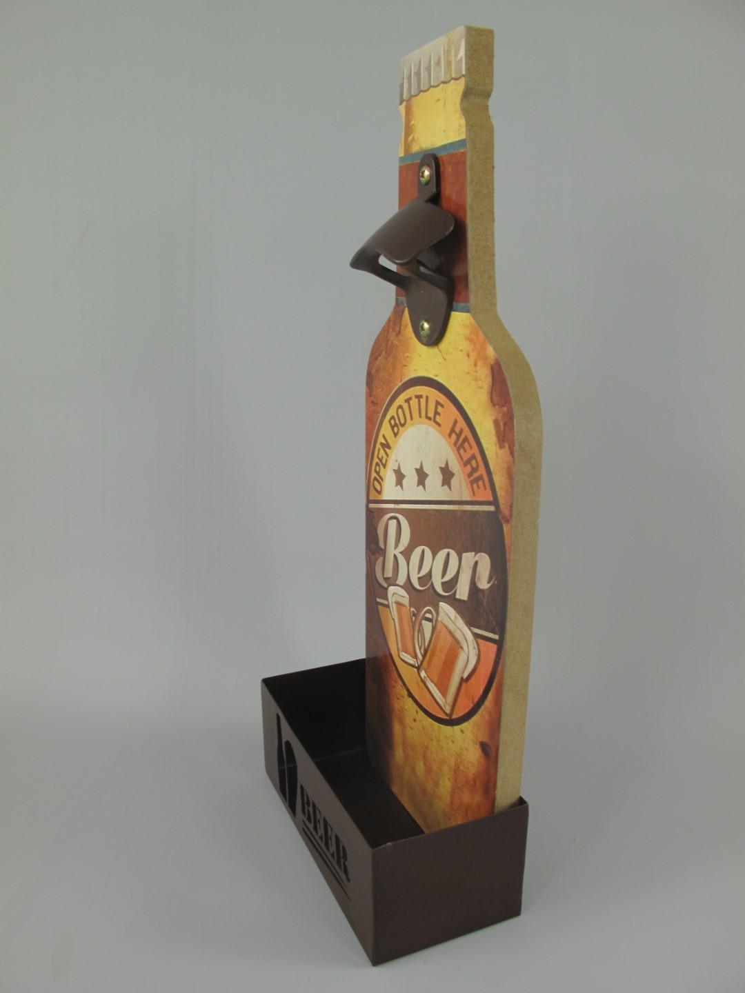 Wandschild/offner Holz/Eisen H.37x16cm