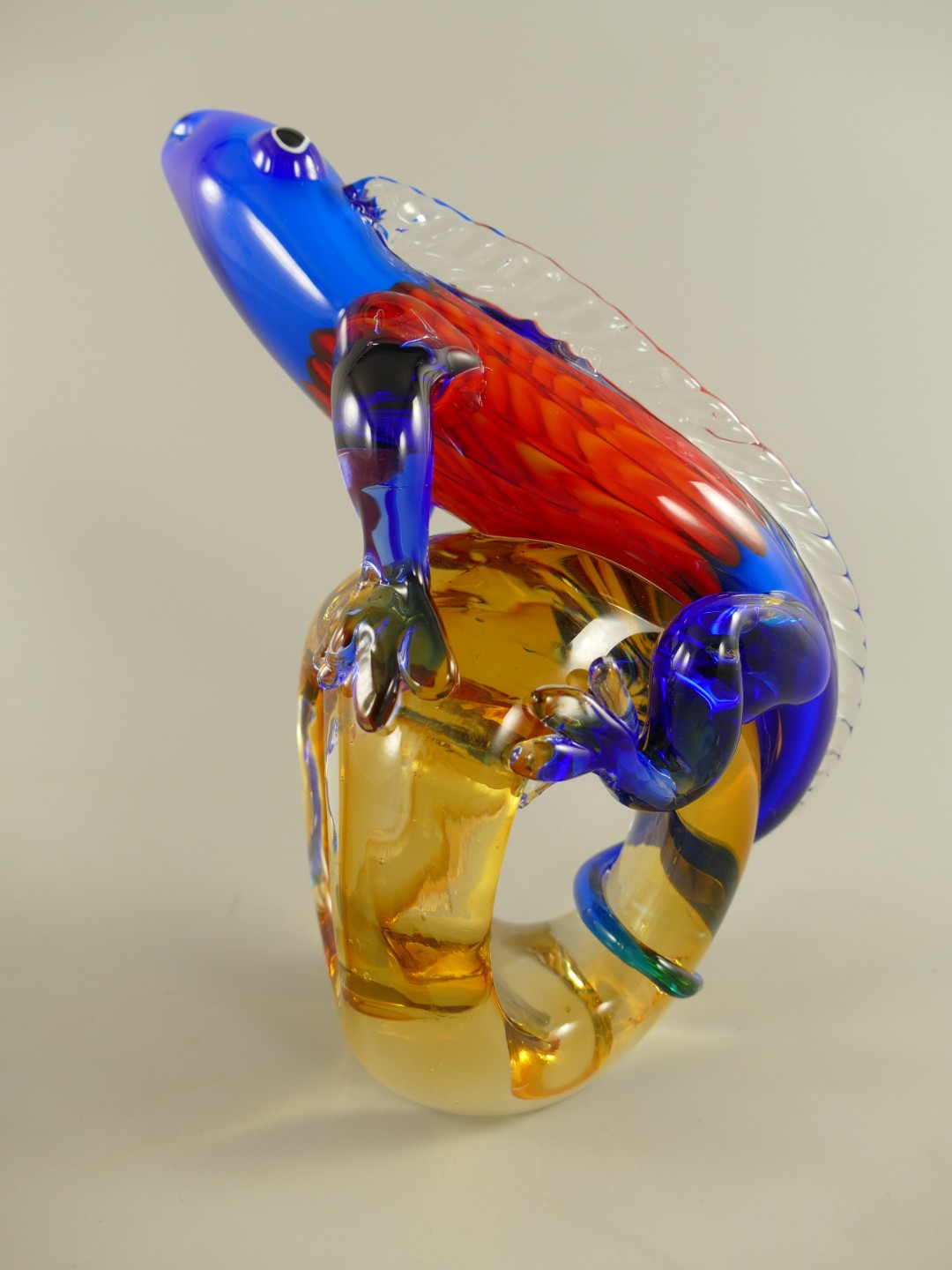 Glasfigur Chamäleon farbe H.23x20x12cm