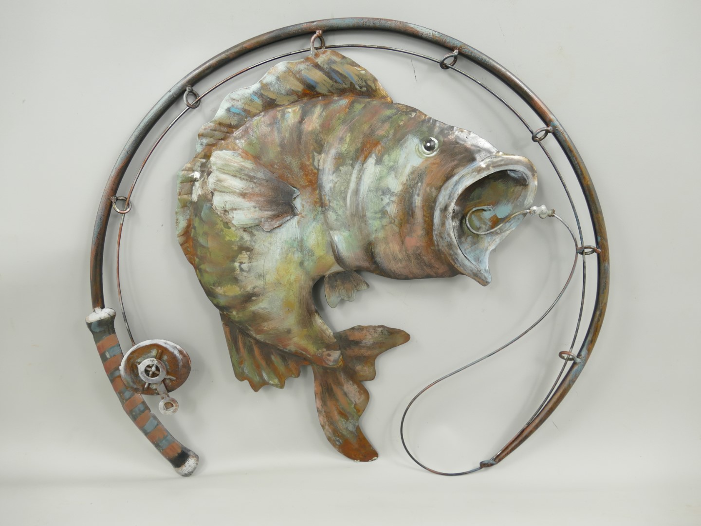 (*)Metallbild (3D) Eisen Fisch H.60cm