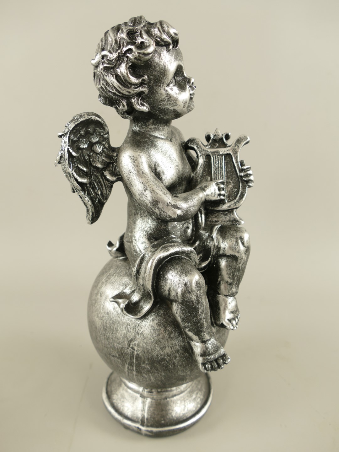 Engel Polystein Silber farbig H.30cm