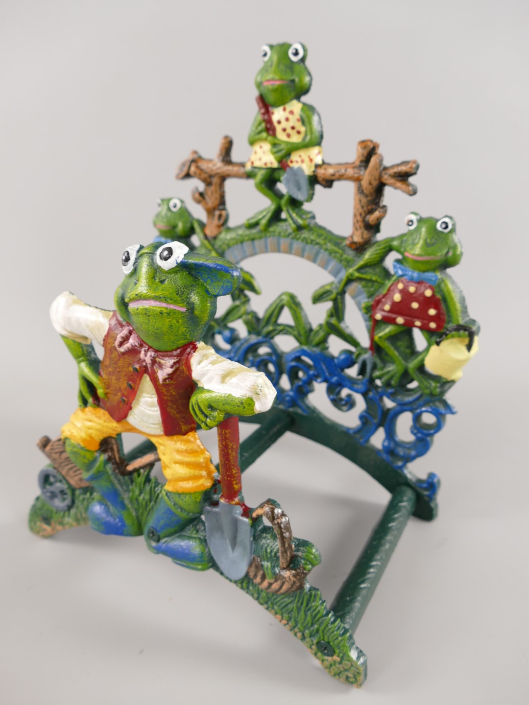 Schlauchhalter FROSCH rustikal farbig H.30x26cm