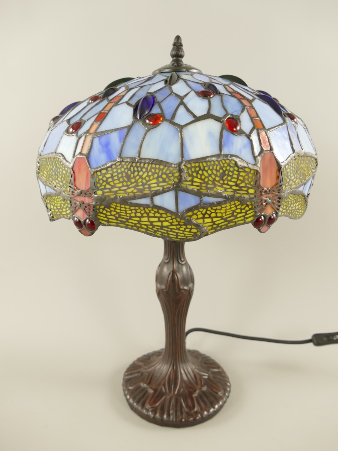 Lampe Tiffany Blau fassung E27 H.46cm