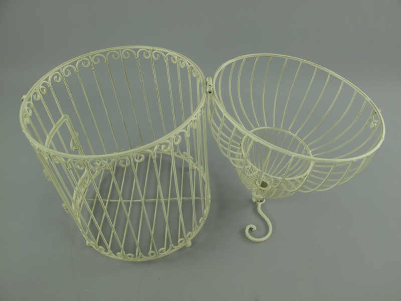 Käfig Eisen rust. weiss Set/2 H.55/67-D.24/29cm