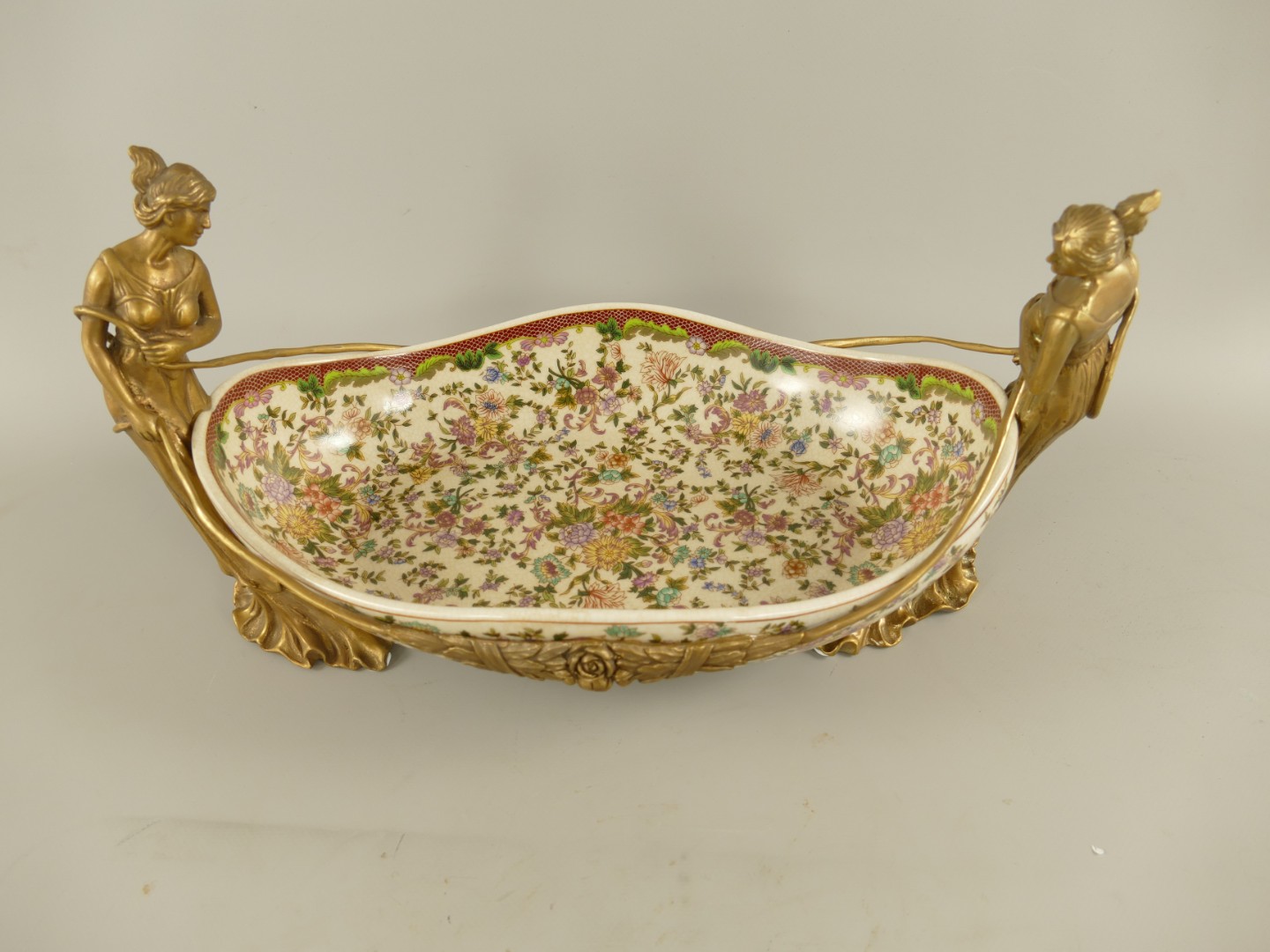 Schale FARBE Porzellan/Messing L.40x21cm