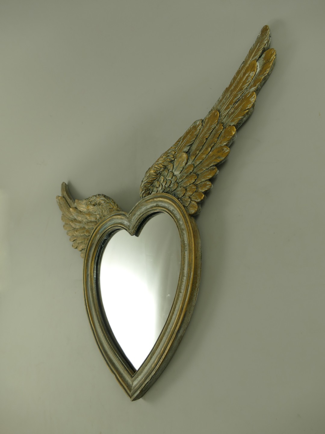 Wandspiegel Herz/Flügel Polystein gold H.50cm