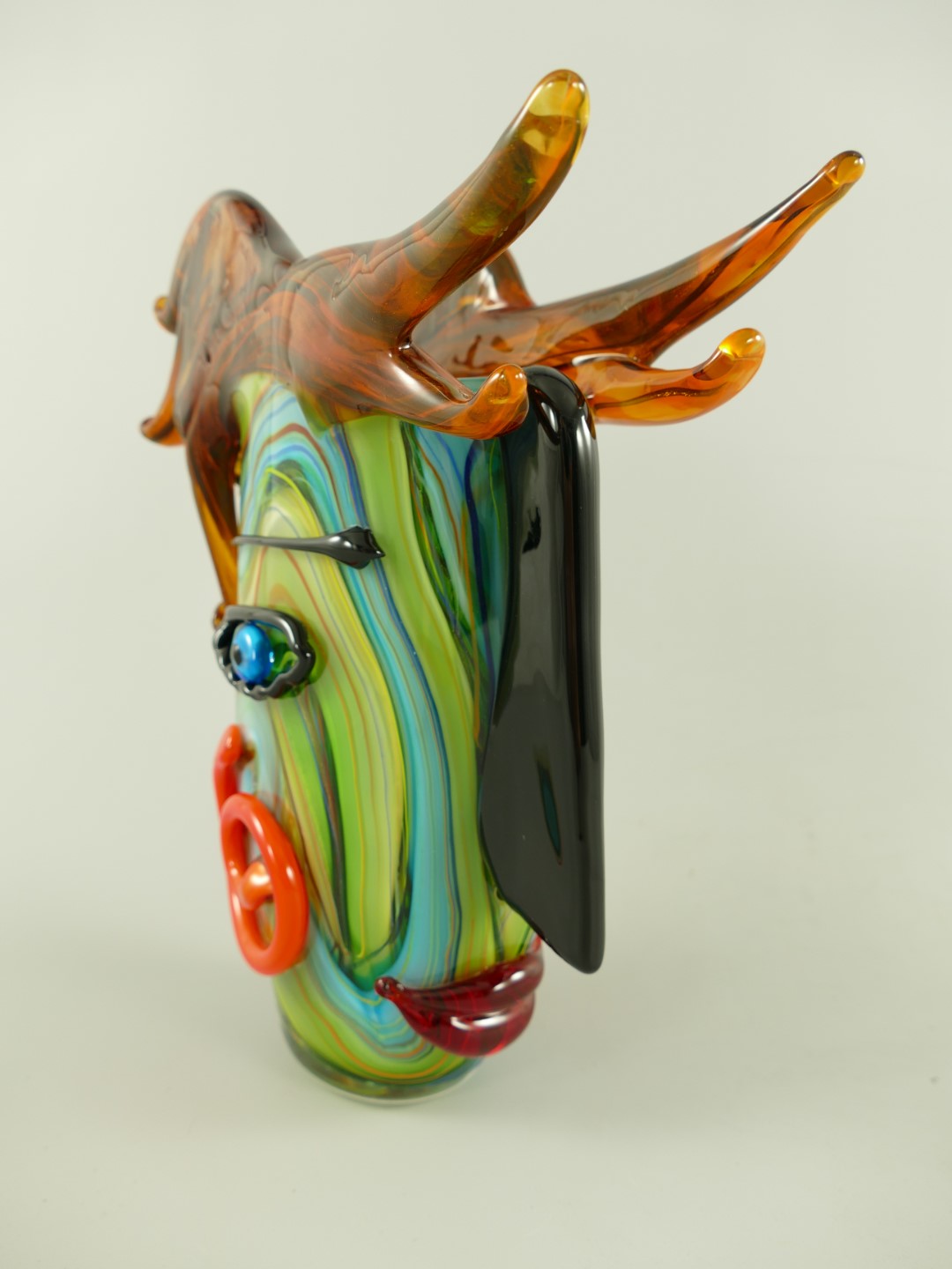 Glas Vase Gesicht farbe H.32x28cm
