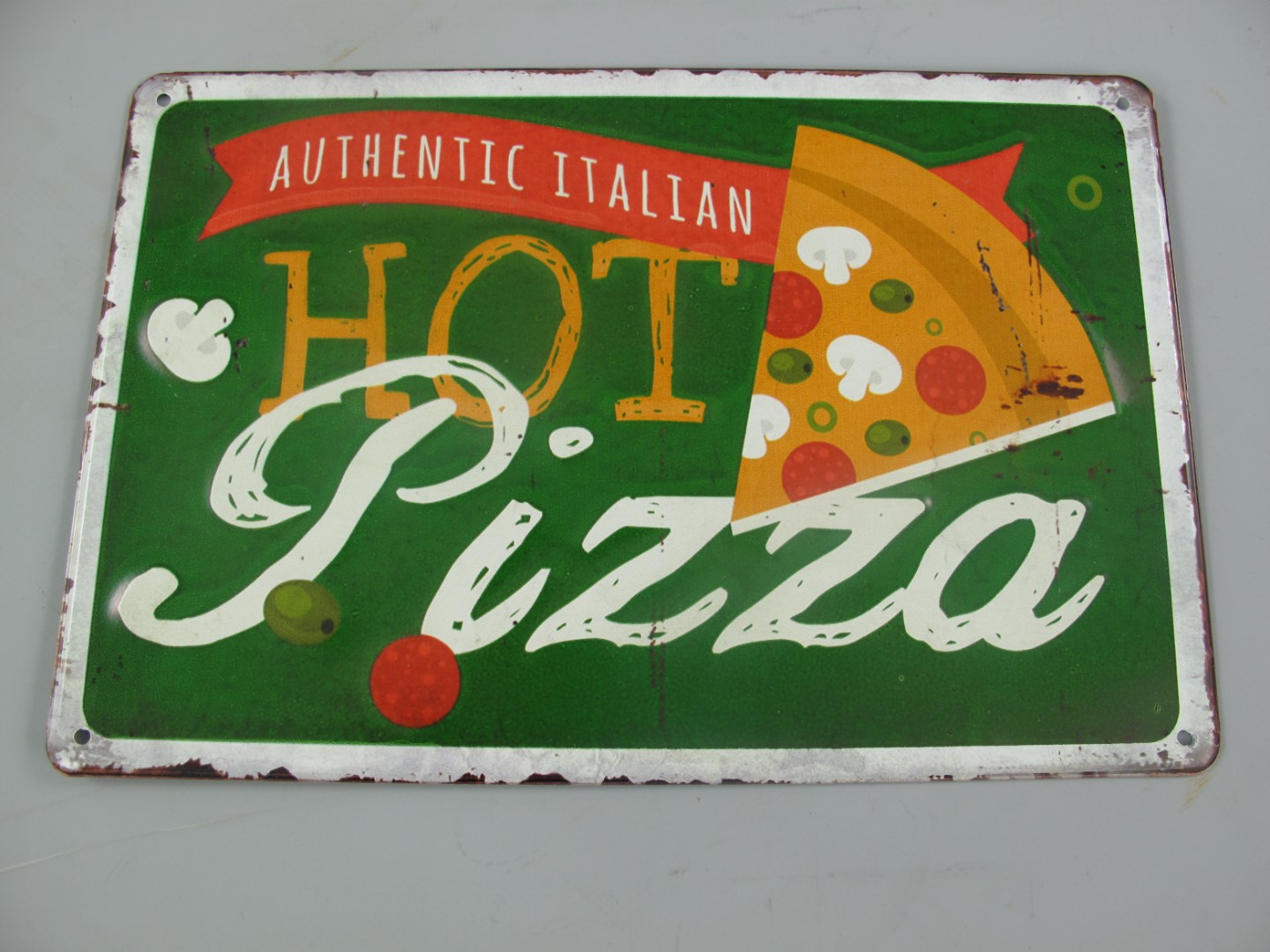 Wandschild(Gestanzt) Eisen Hot Pizza L.30x20cm