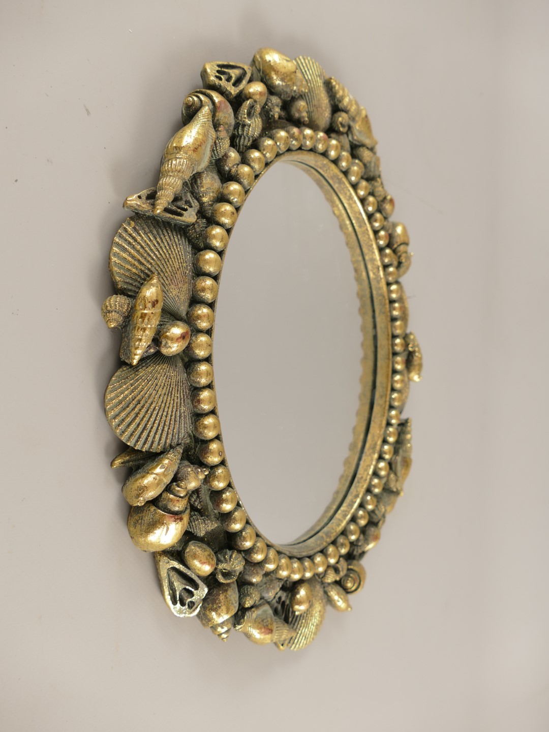 Wandspiegel Muscheln Polystein Gold H.37cm