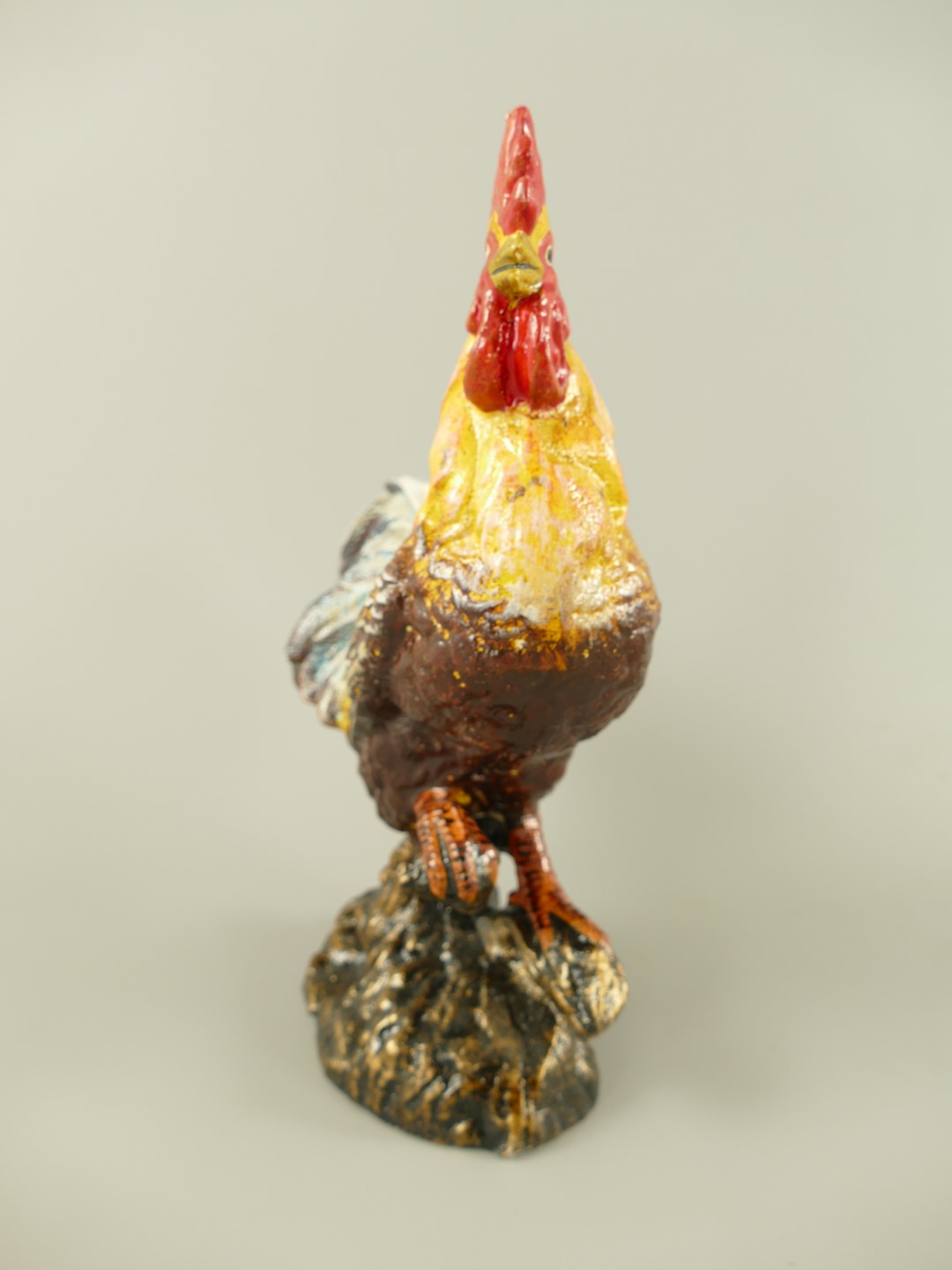 Hahn Gußeisen farbig H.29cm