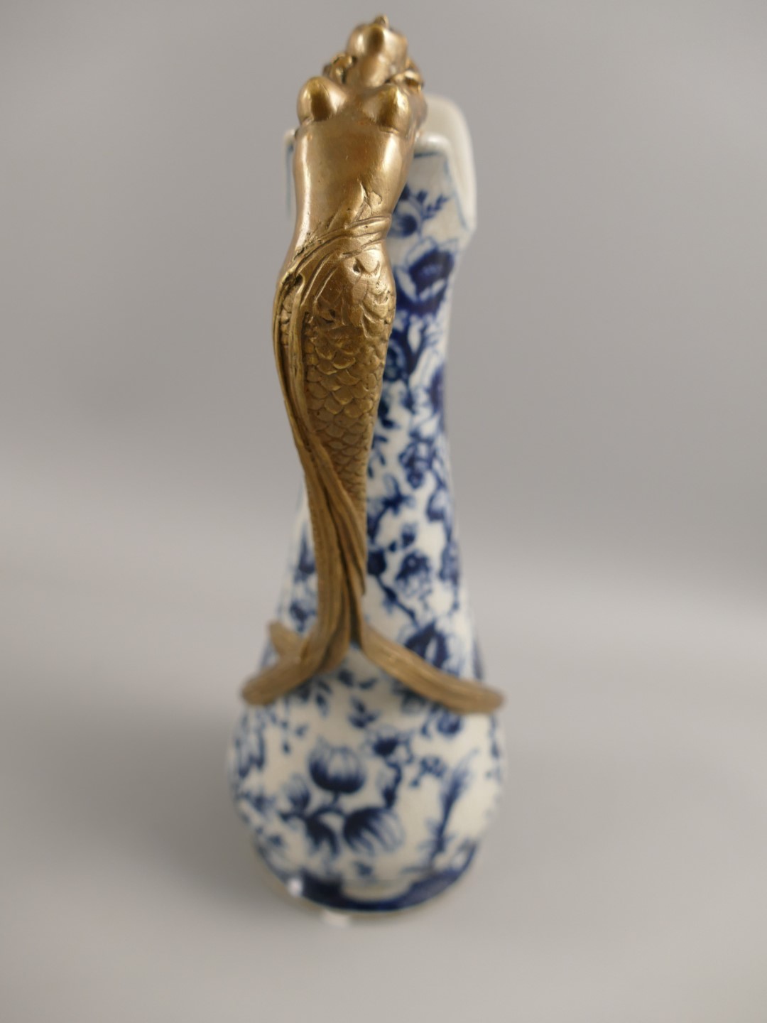 Vase Porzellan mit Messing BLAU!! H.25x14cm