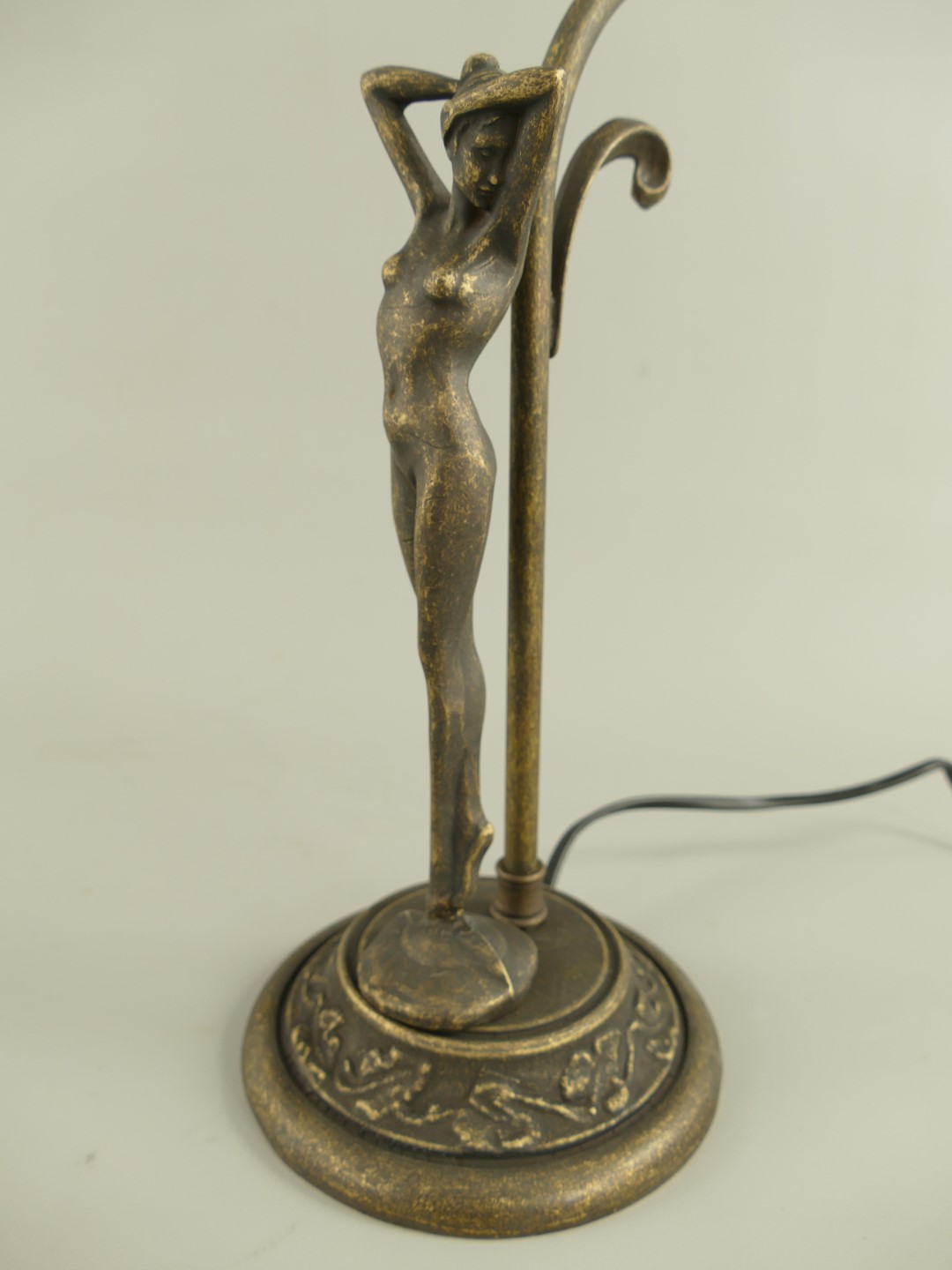 Lampe Messing brün. Schirm(176.020) H.44cm