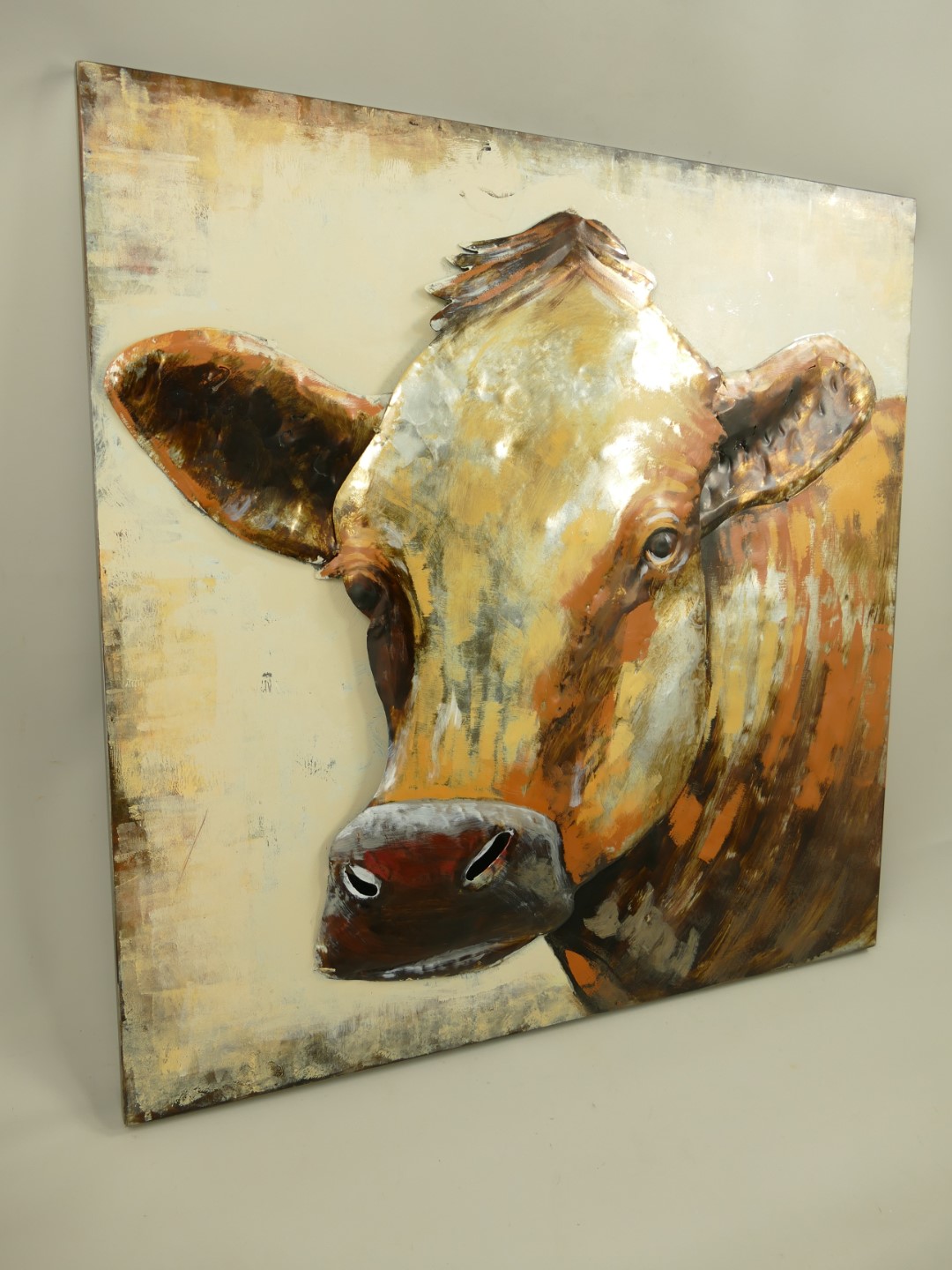 (*) Metallbild (3D) Eisen Kühe H.80x80cm