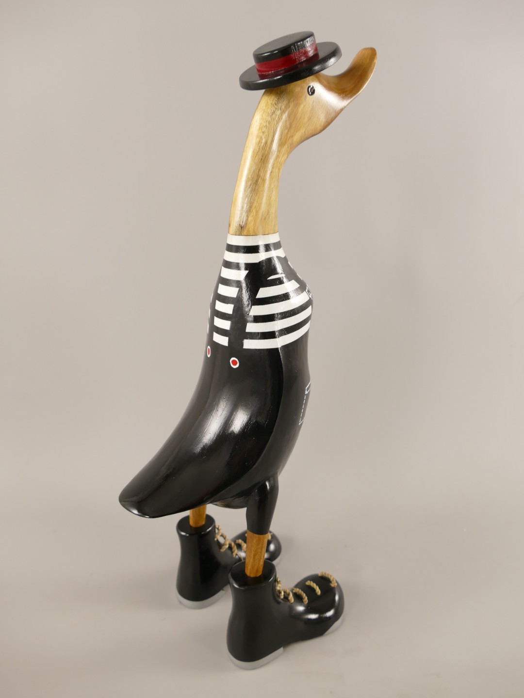*NT TEAK Ente mit schwarzer Latzhose H.48cm