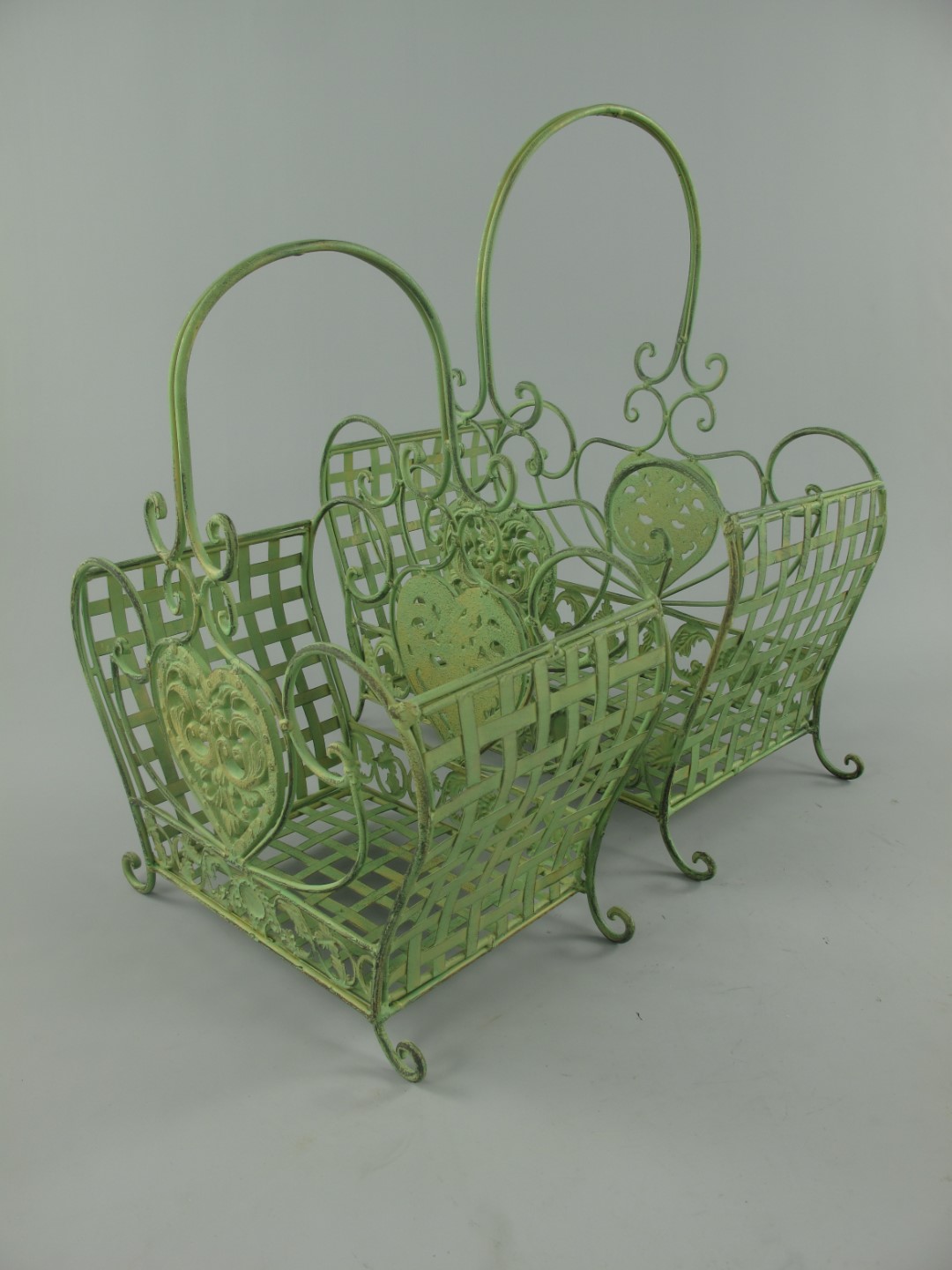 Korbset Eisen grün Set/2 H.43/52-L.34/42cm