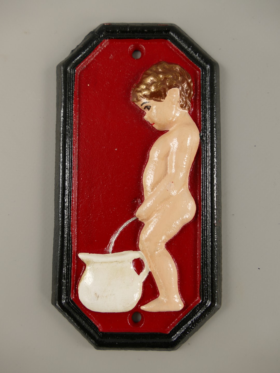 Schild Eisen rot Toilet Man/Frau H.17x9cm SET!