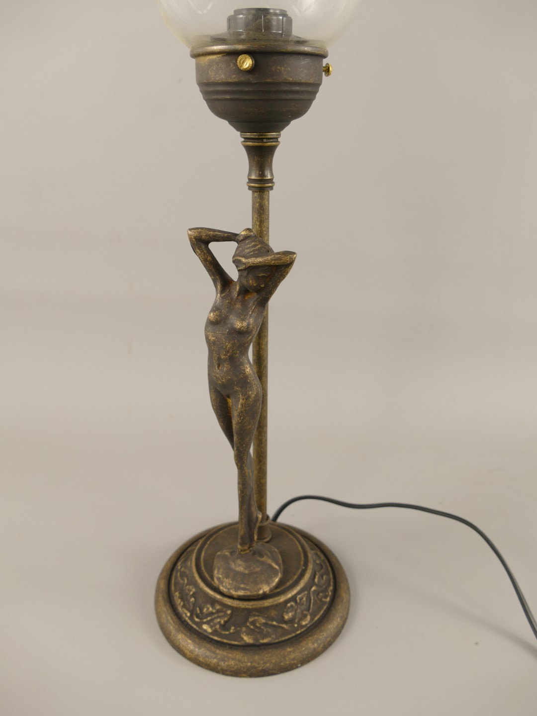 Lampe Messing brün. Schirm(107.GLAS) H.55cm