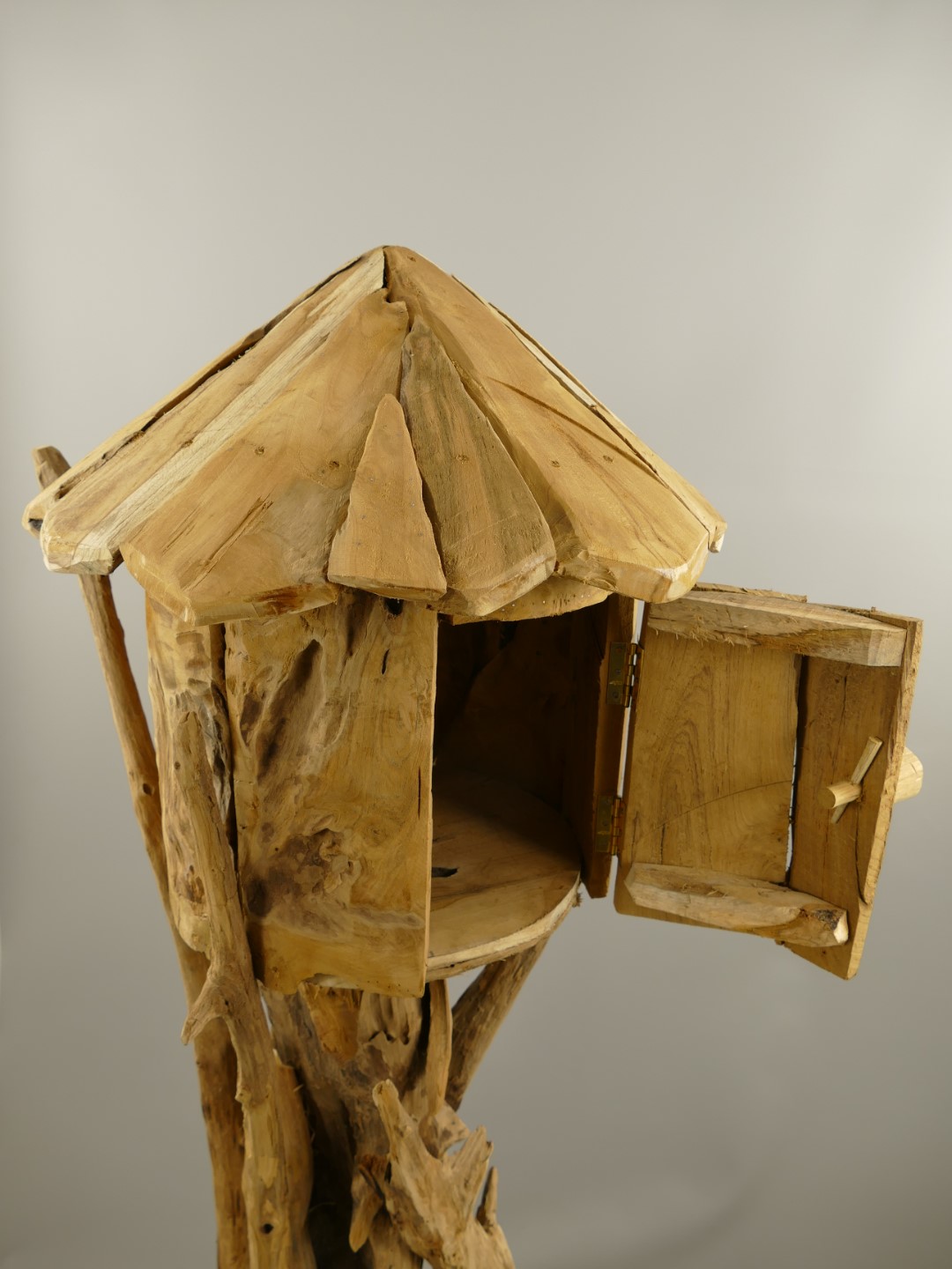 (*)*NT Vogelhaus Teak Holz H.150x55cm