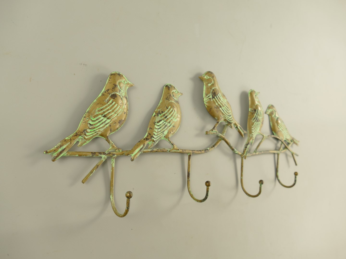 Wandhaken Eisen Vogel Grün farbig L.52cm