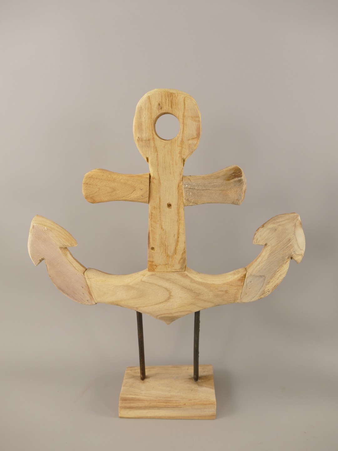 *NT Deko Anker Steh Set/3 Teak Holz/Eis.H.30/50