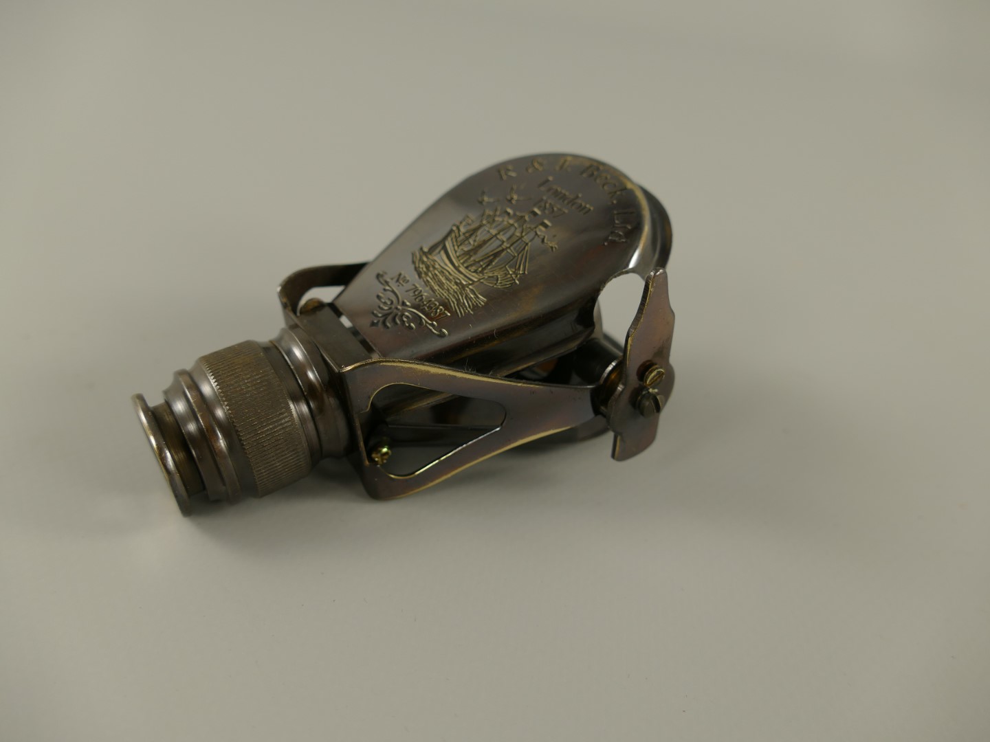 Fernrohr Messing brüniert Leder box L.10cm