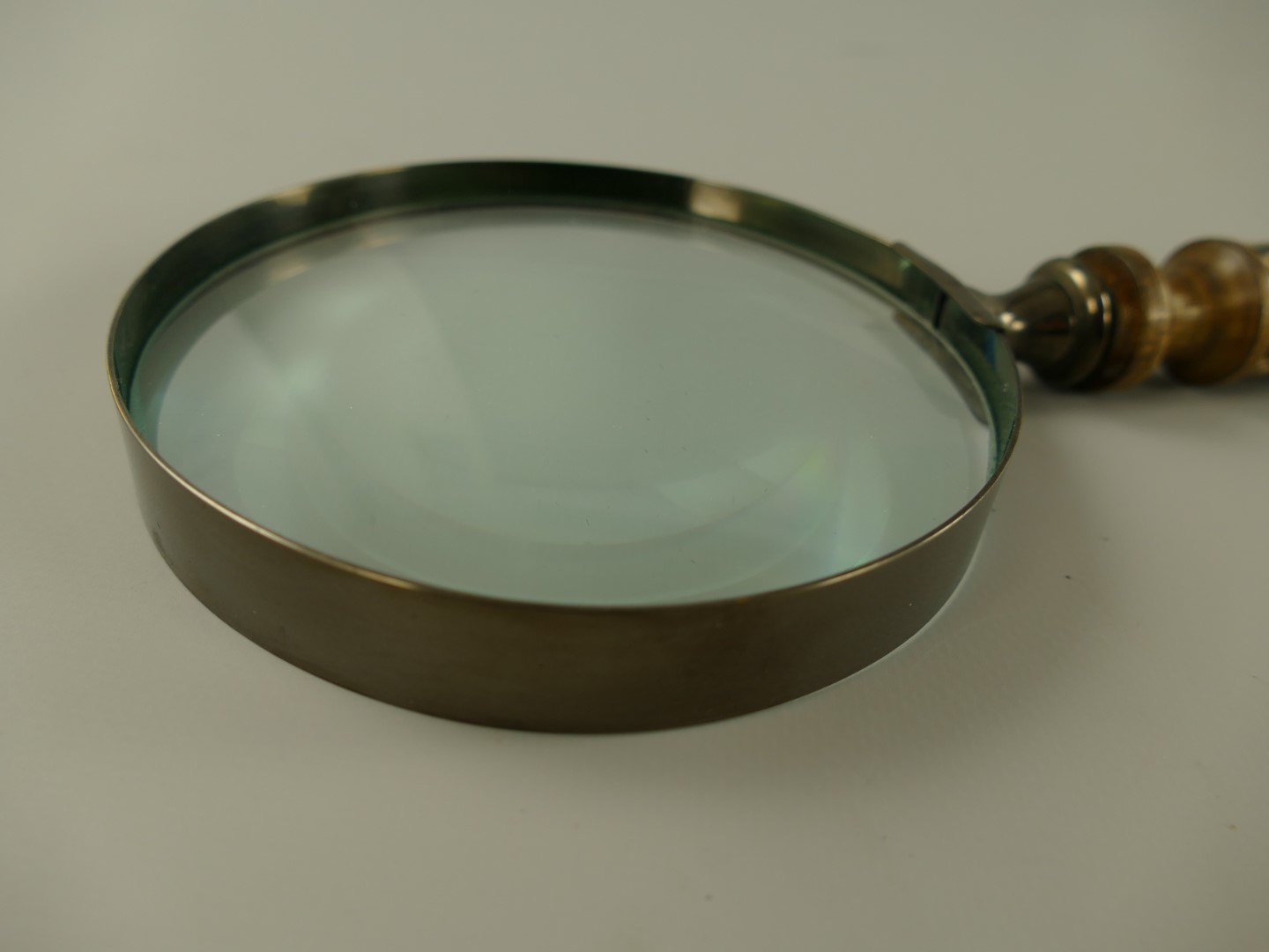 Lupe vernikelt griff Holz/leder D.13x33cm