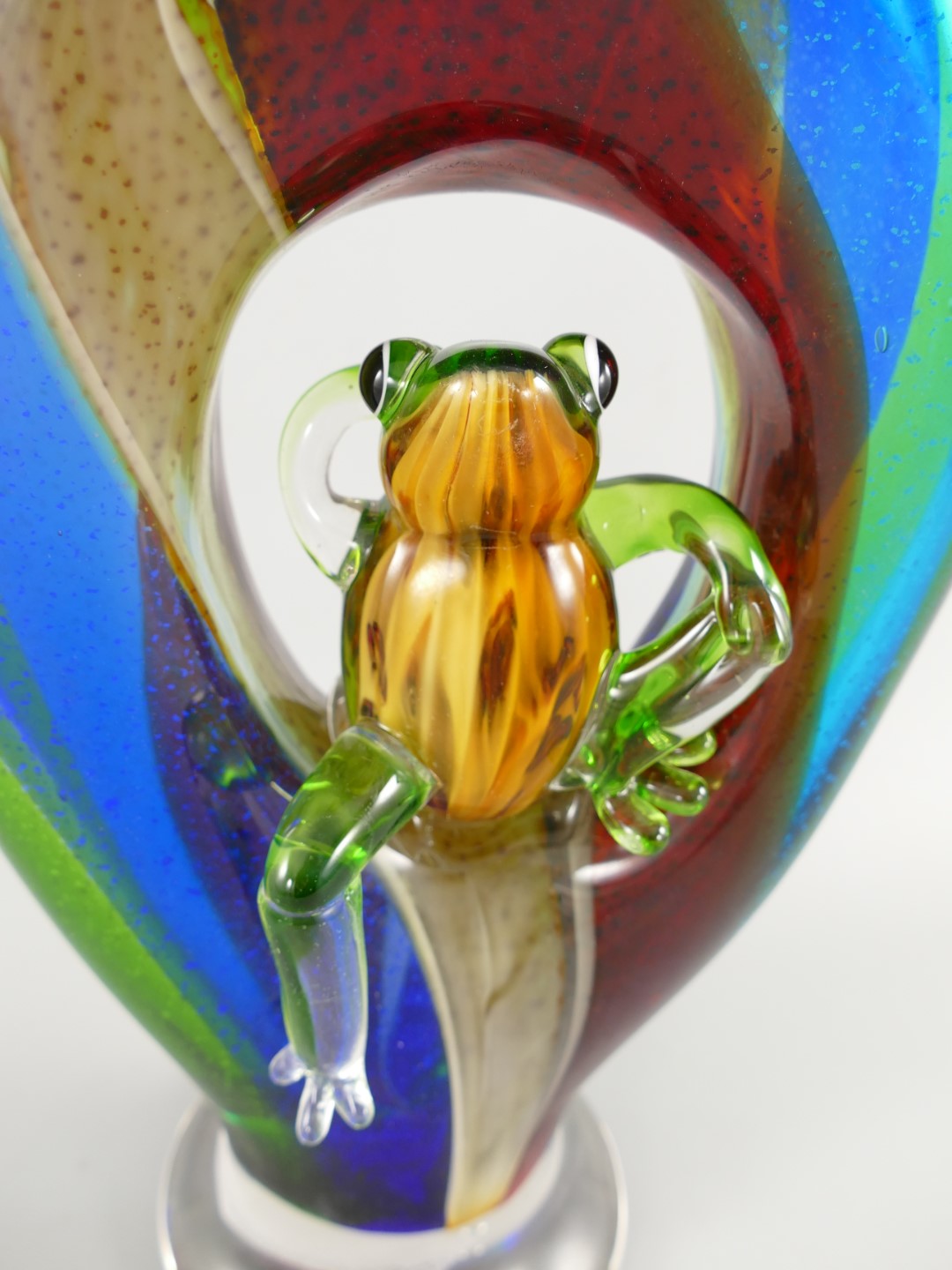 Glas Vase mit Frosch farbe H.45x23cm