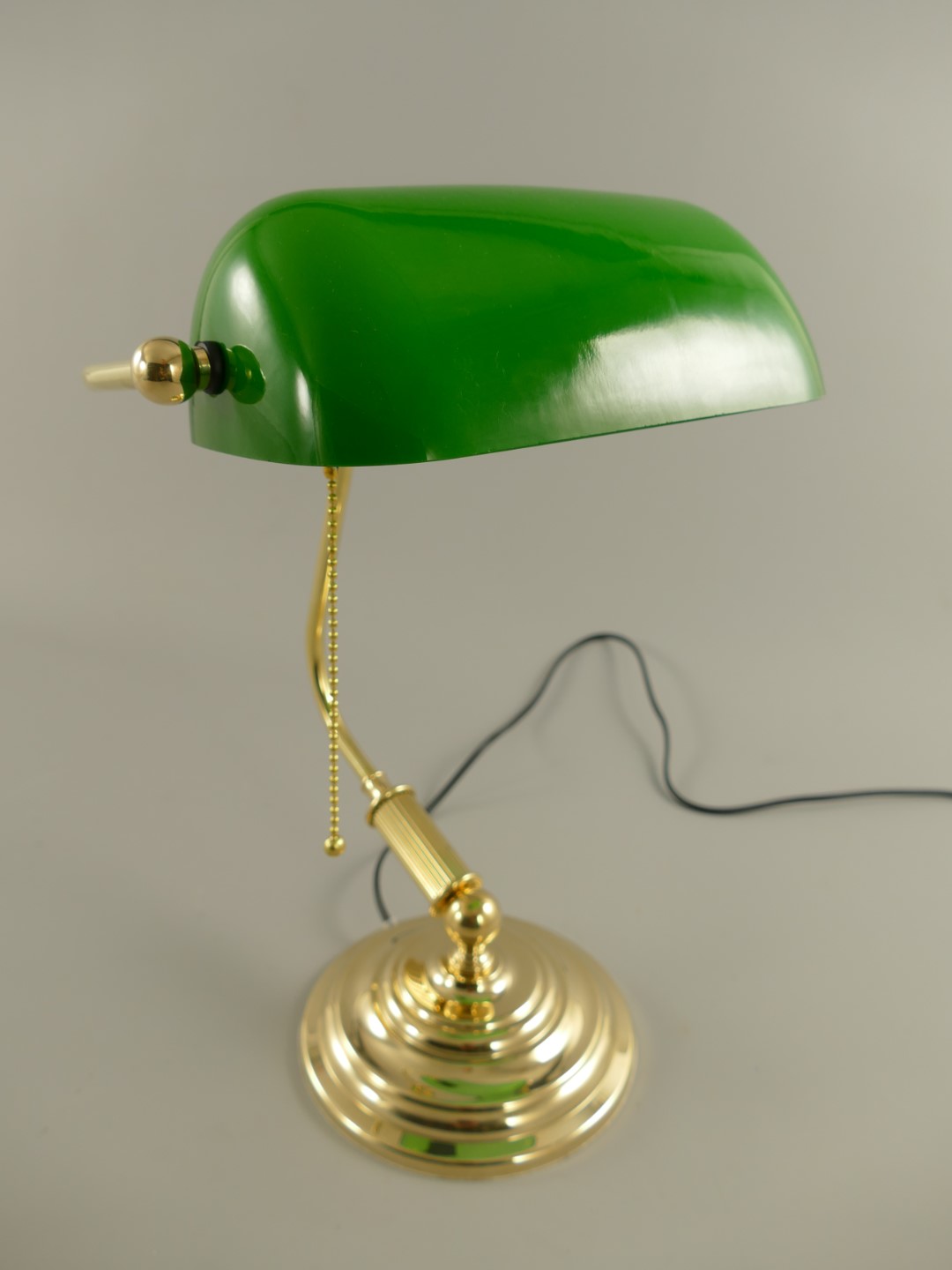 Bankerslamp Messing Glas grün H.38x27cm