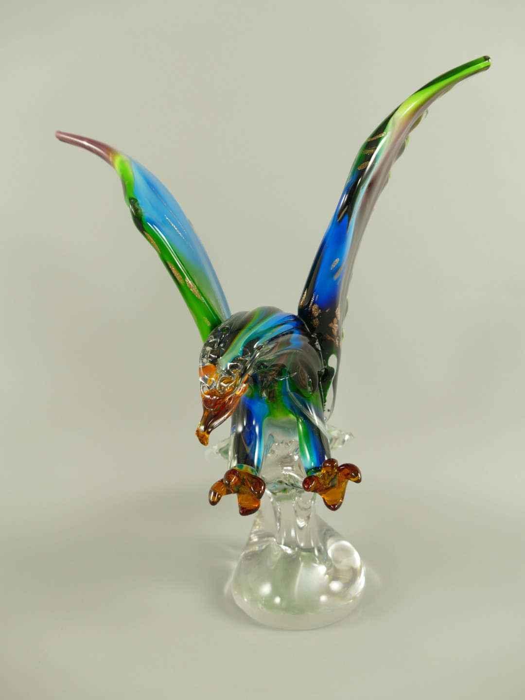 Glasfigur Vogel farbe H.36cm
