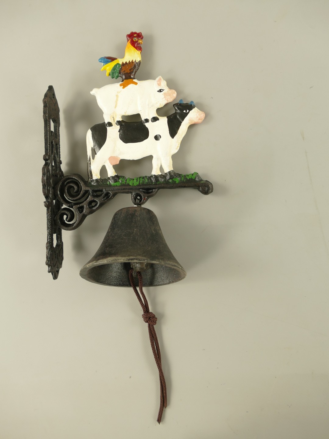 Wandglocke Kuh Schwein Huhn Gußeisen H.26cm