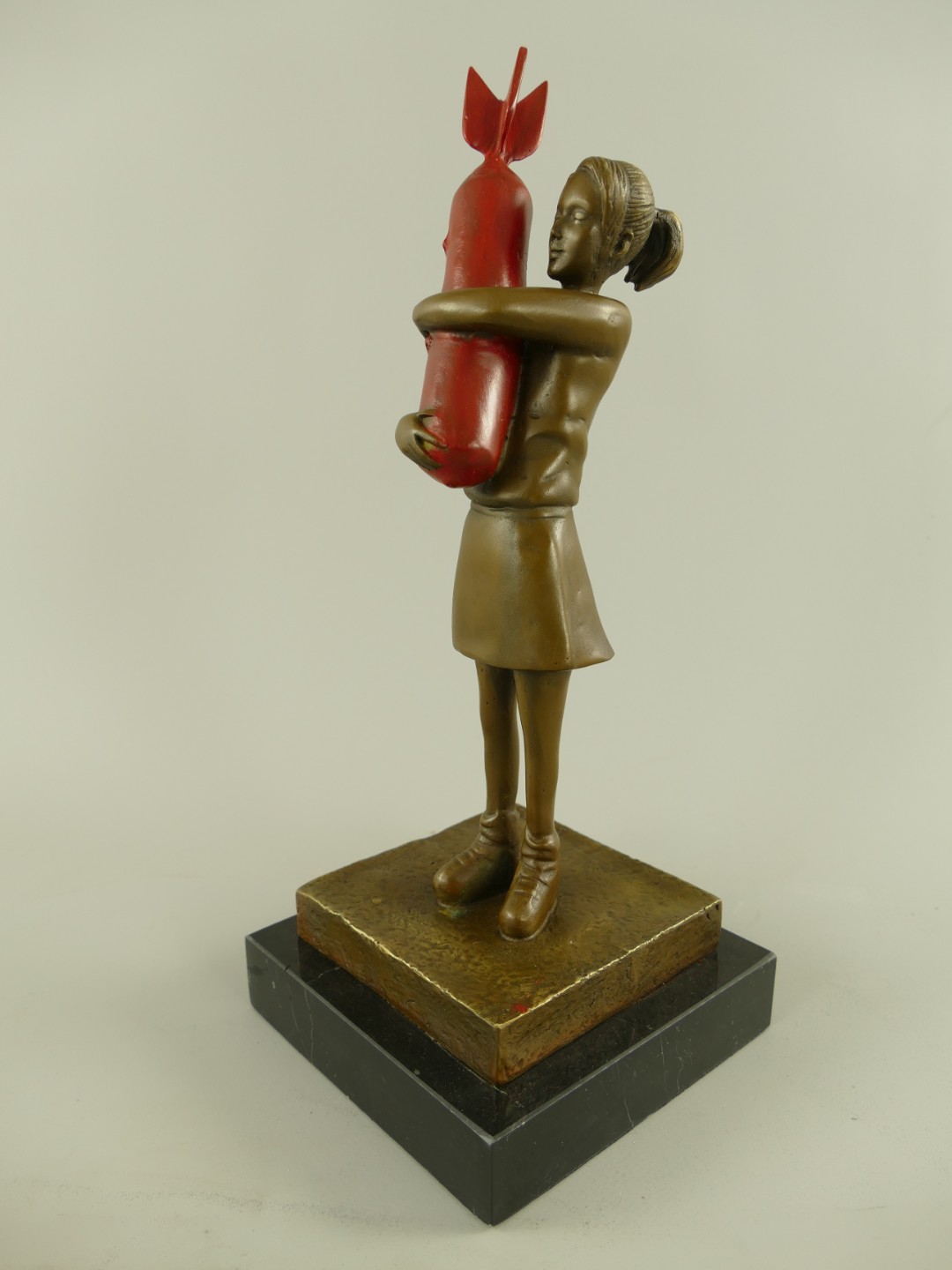 Figur Bronze Banksy Rocket Girl Farbig H.33cm