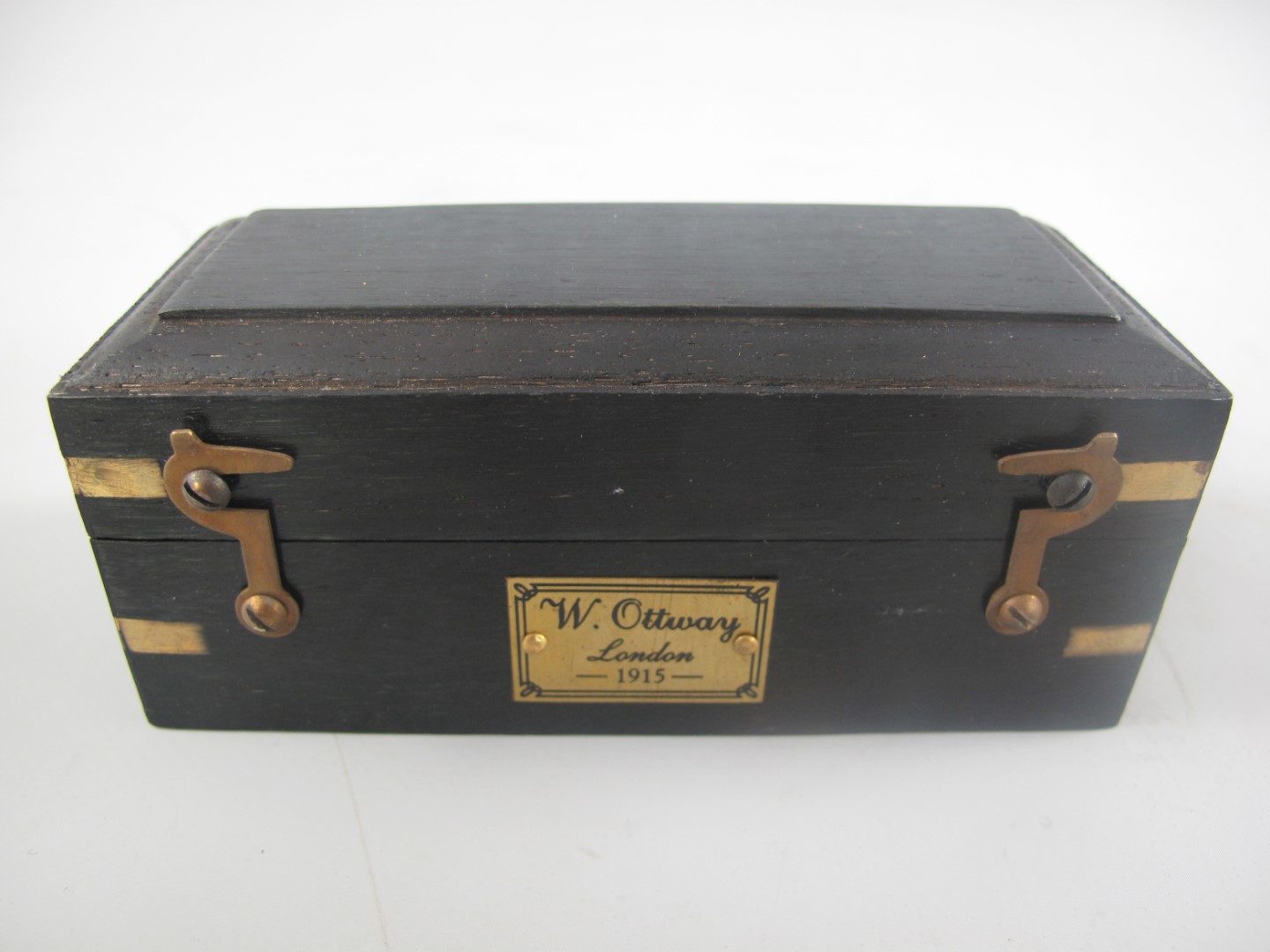 *ANG. Fernrohr Messing brün. leder Holz Box L.13cm