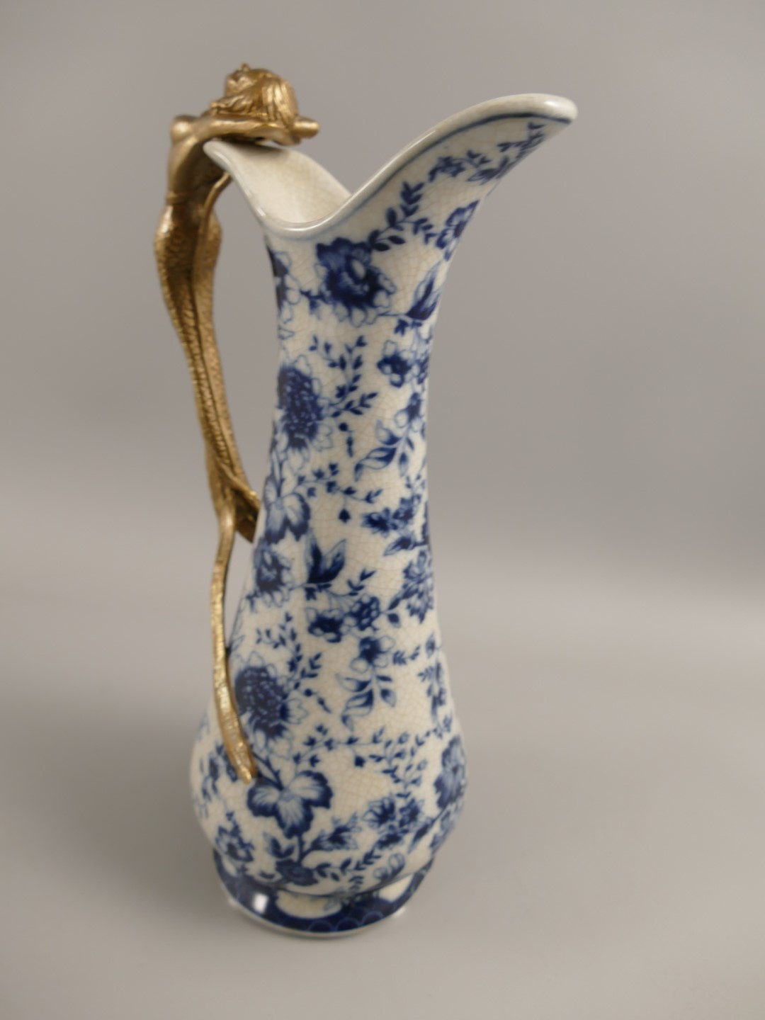 Vase Porzellan mit Messing BLAU!! H.25x14cm