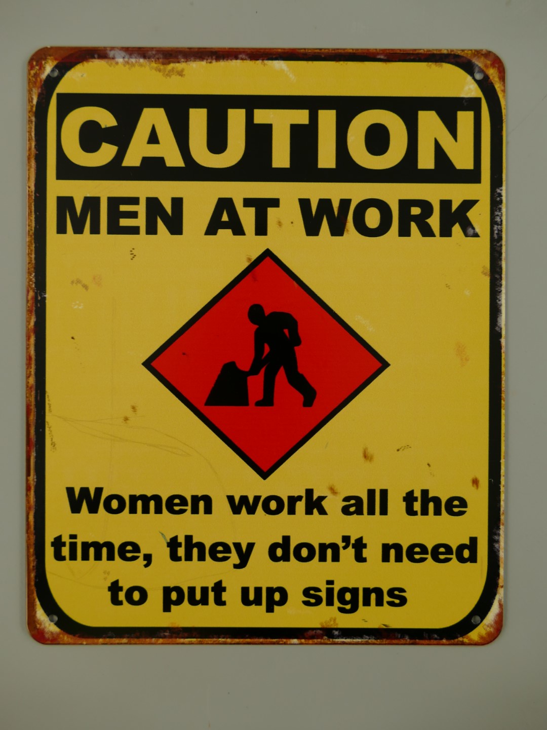 *ANG. Wandschild Eisen Caution men Work H.25x20cm