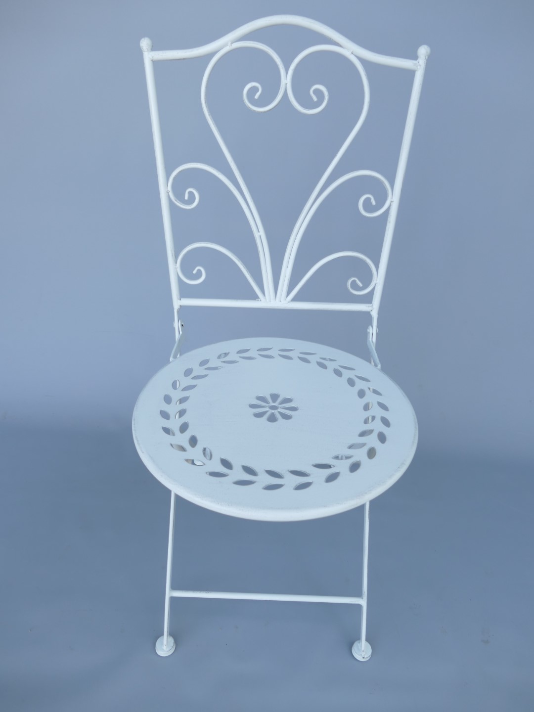 *NT 2xStuhl/Tisch(60) H.92cm Eisen rust. WEISS SET