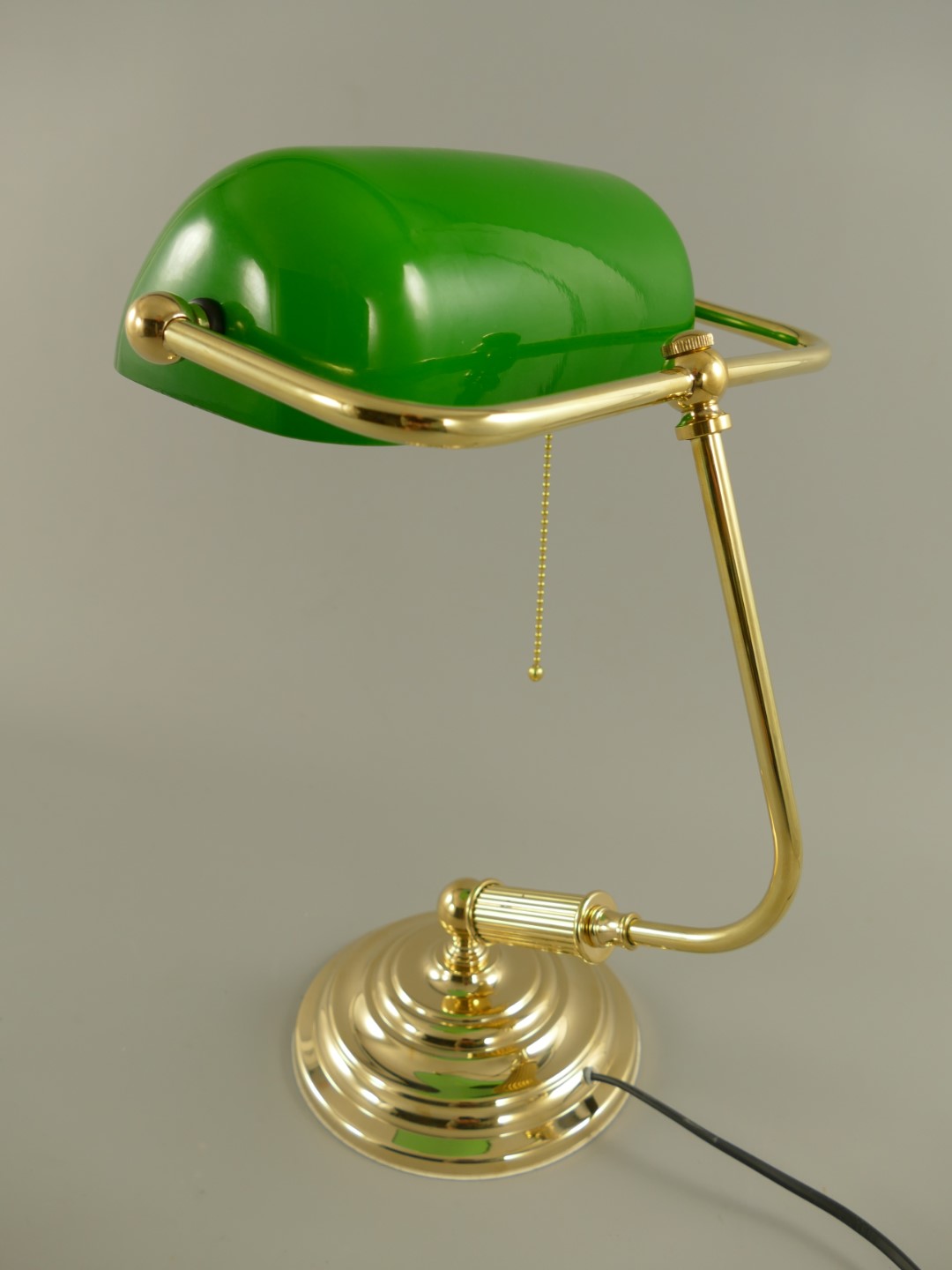 Bankerslamp Messing Glas grün H.38x27cm