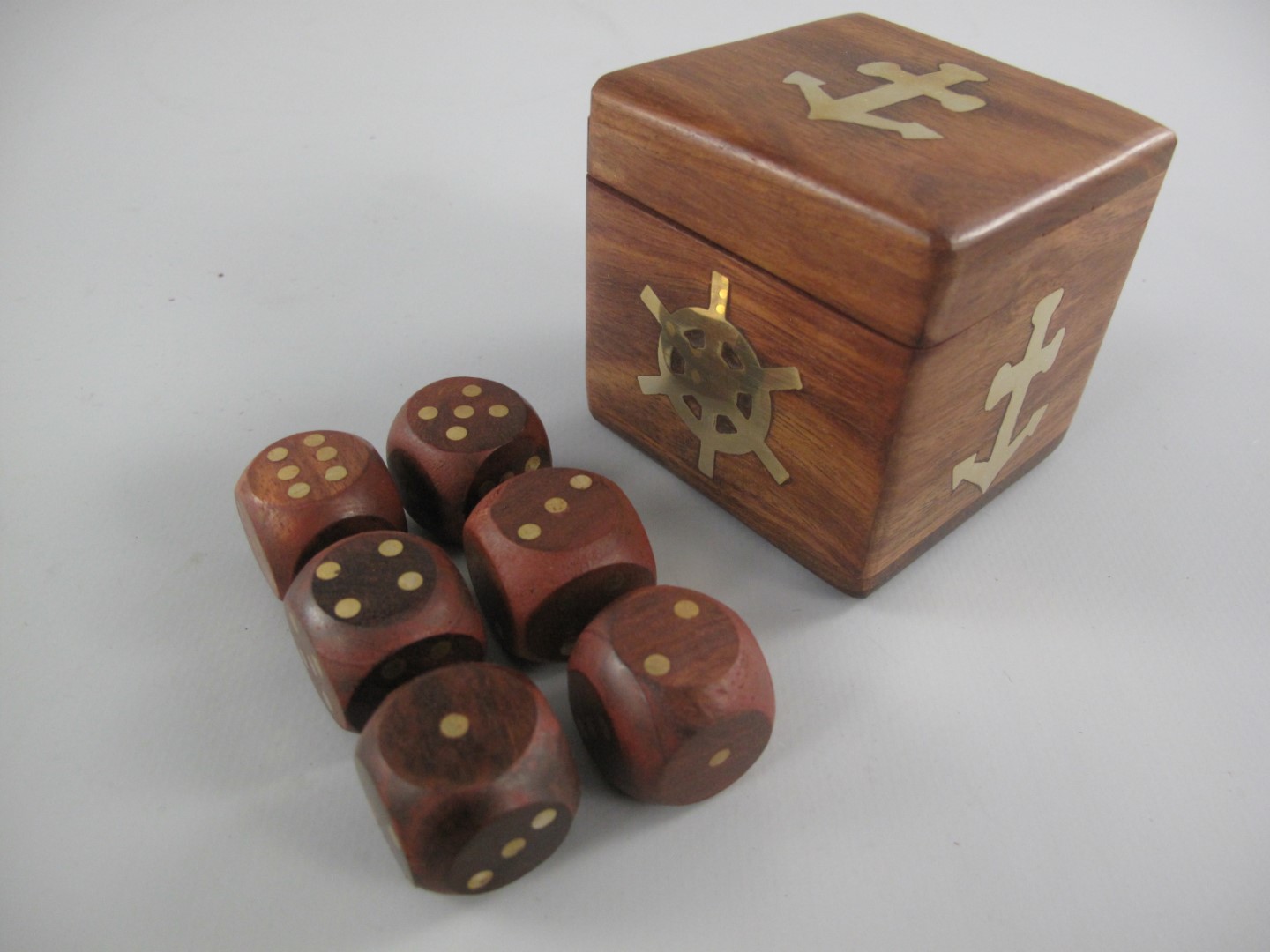 *ANG Würfel(6St.) Holzbox motiv(Nautic) 7x7x7cm
