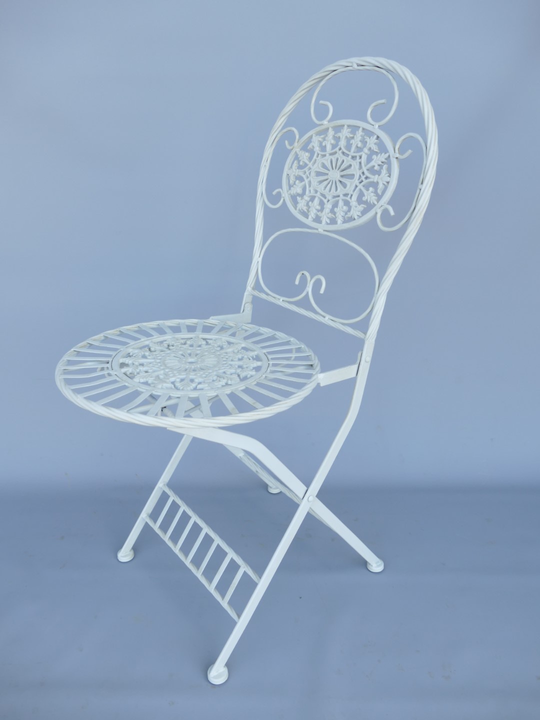 (*)*NT 2xStuhl und Tisch OVAL Gußeisen weiss SET!